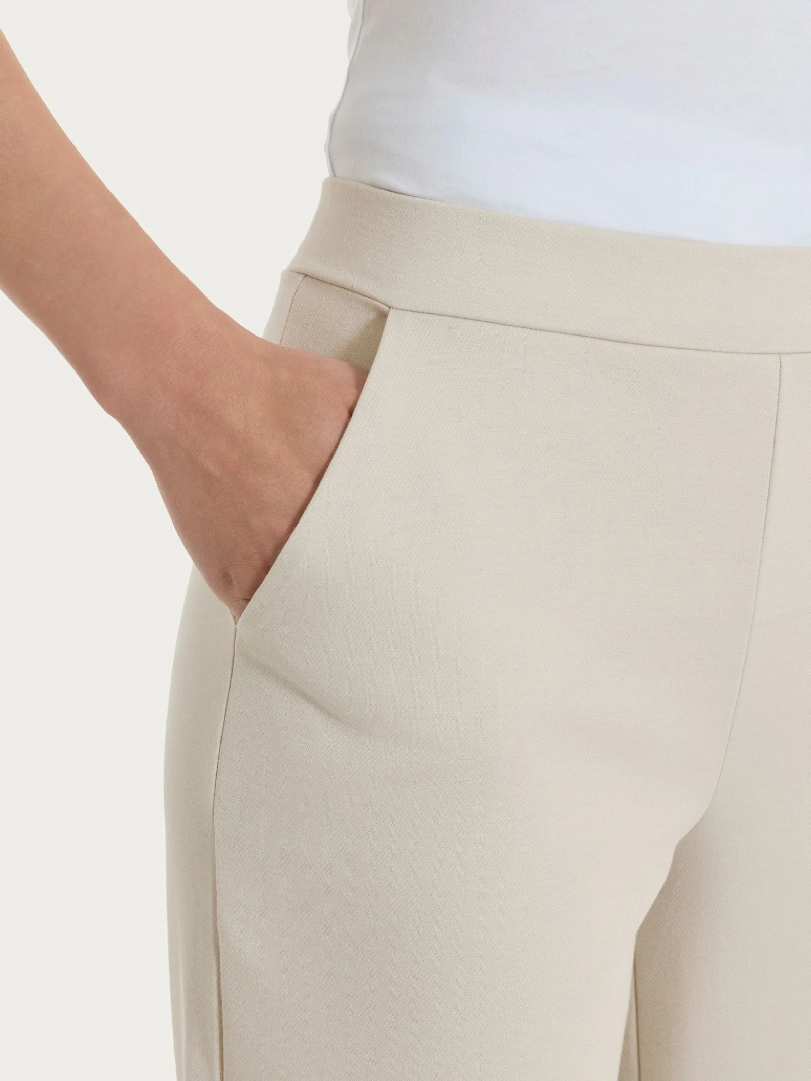Pantalone ampio con tasche in  Jersey di Cotone - Champignon - Image 5