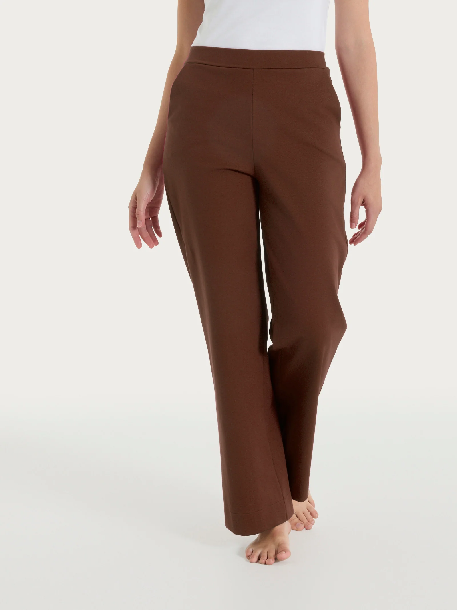 Pantalone ampio con tasche in  Jersey di Cotone - Chocolate Fondant - Image 2