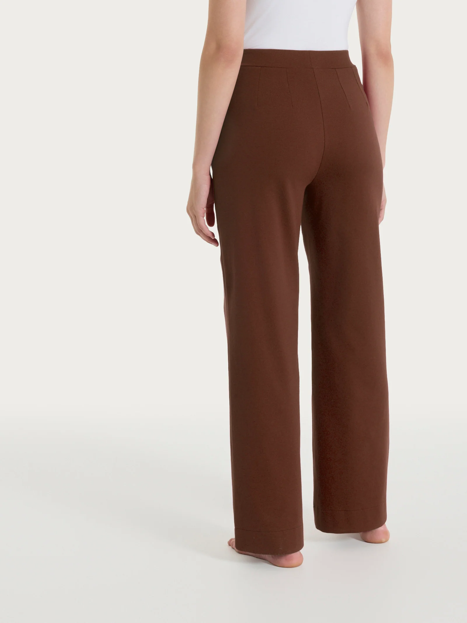 Pantalone ampio con tasche in  Jersey di Cotone - Chocolate Fondant - Image 3