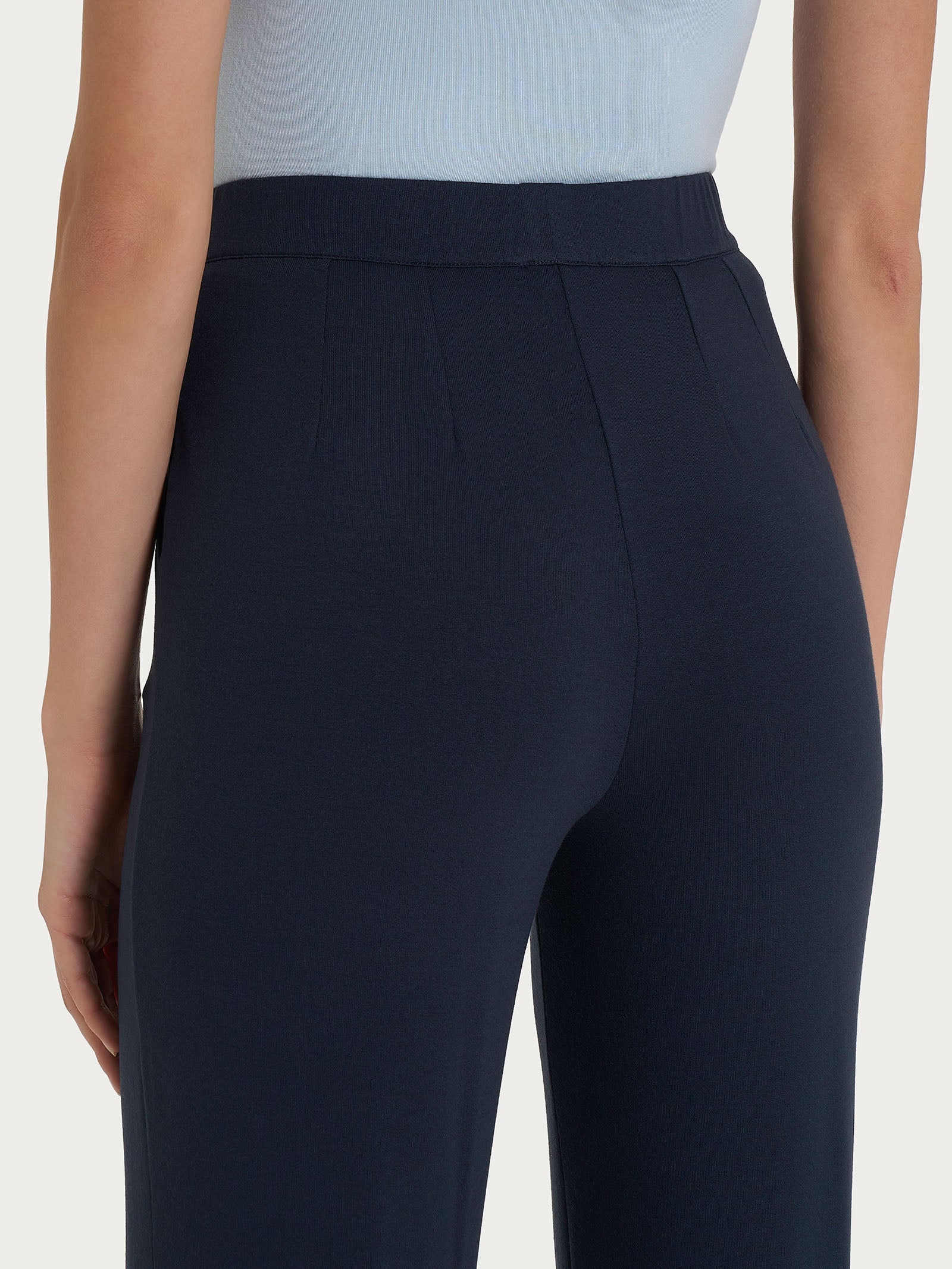 Pantalone ampio con tasche in jersey di viscosa crêpe - Bleu - Image 3