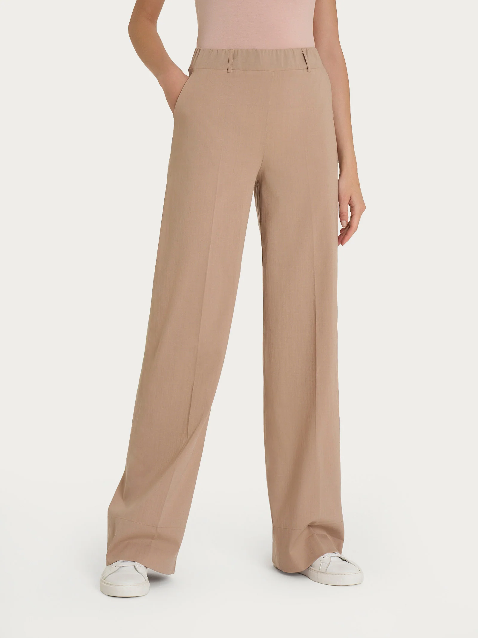 Pantalone ampio con tasche in Super Natural - Warm Taupe