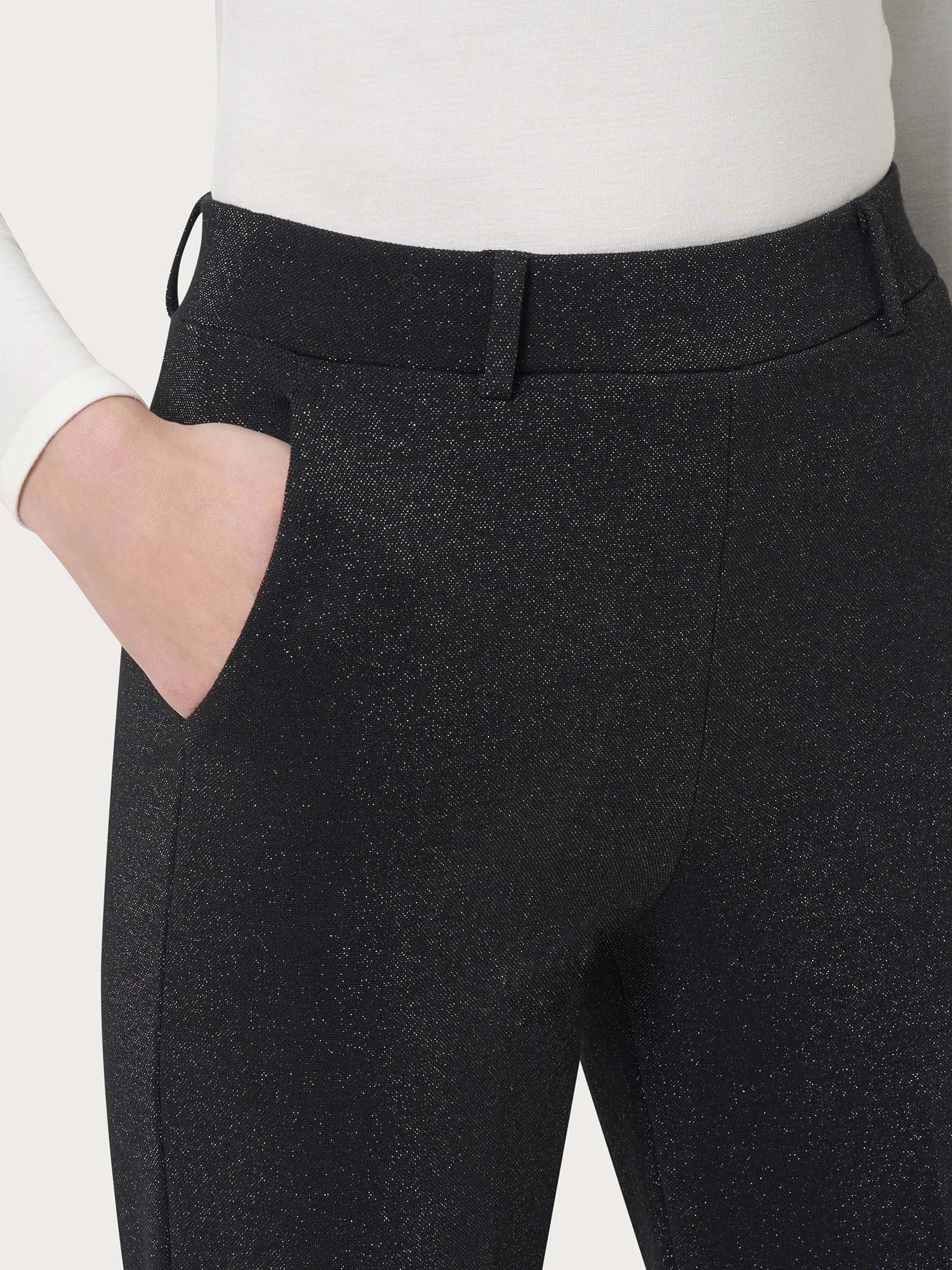 Pantalone ampio con tasche in tessuto Eco Jacquard - Fant.Nero - Image 3
