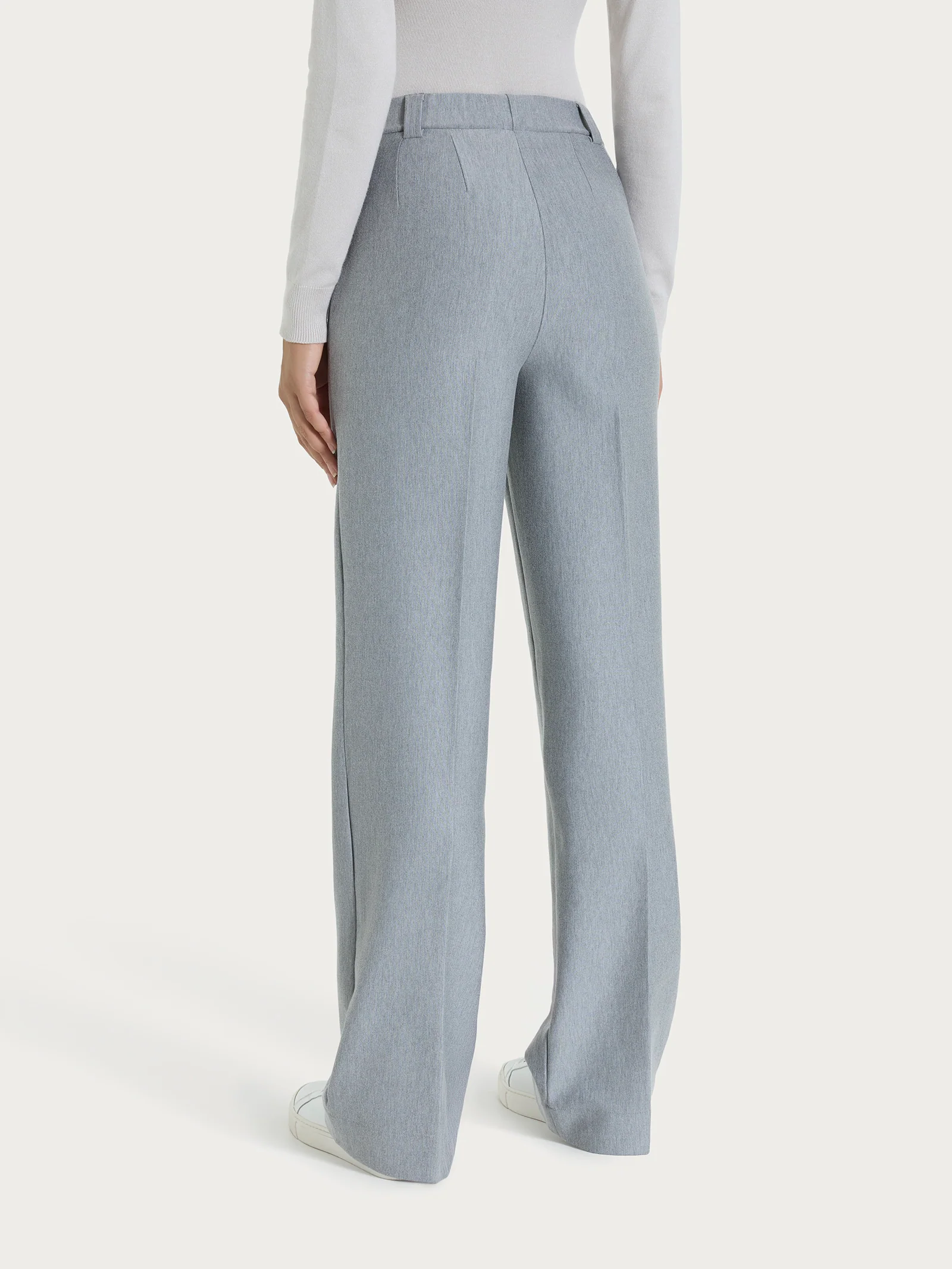 Pantalone ampio con taschino in Compact - Grigio Mel. - Image 2