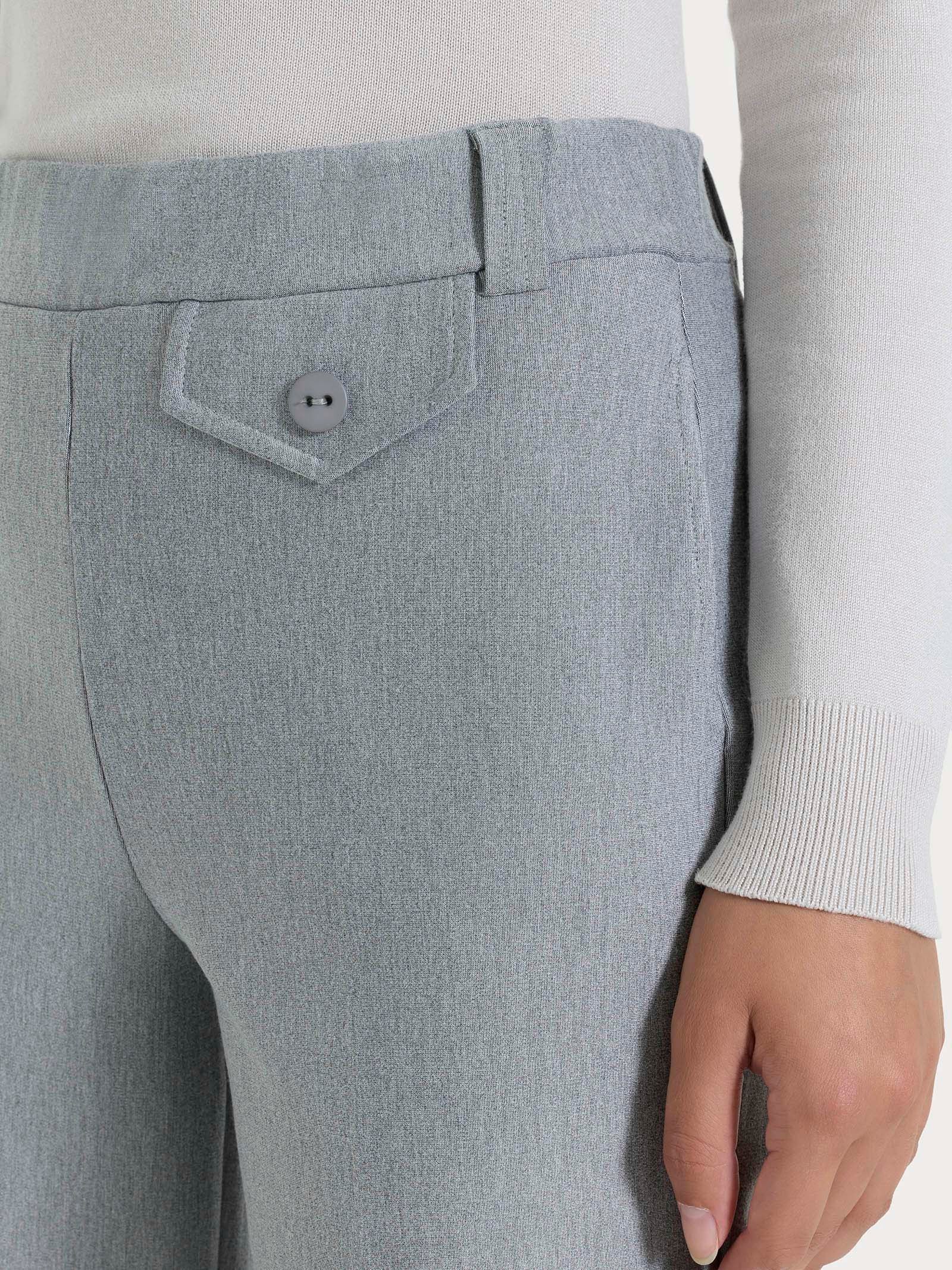 Pantalone ampio con taschino in Compact - Grigio Mel. - Image 3