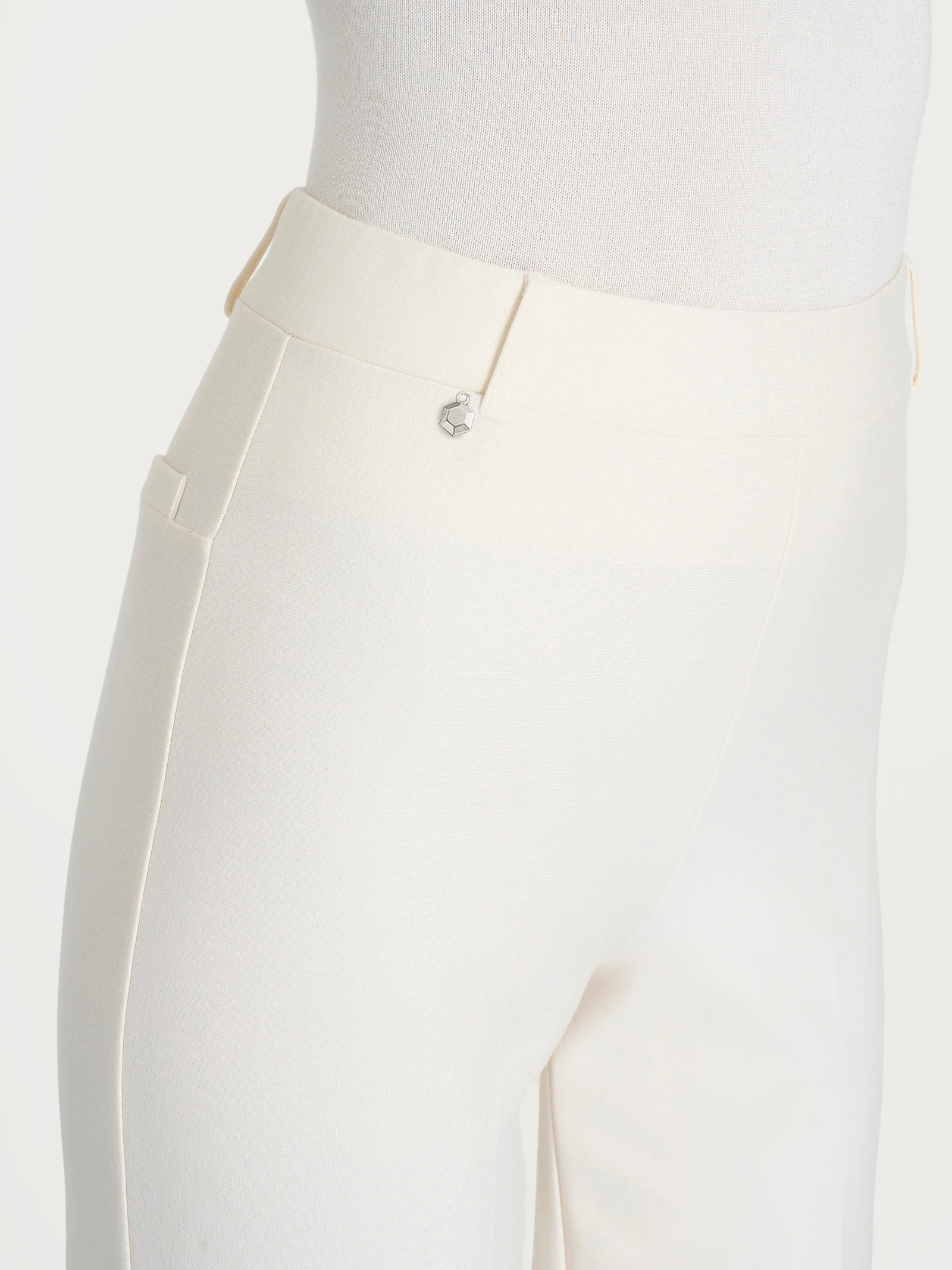 Pantalone ampio in Compact - Avorio - Image 3