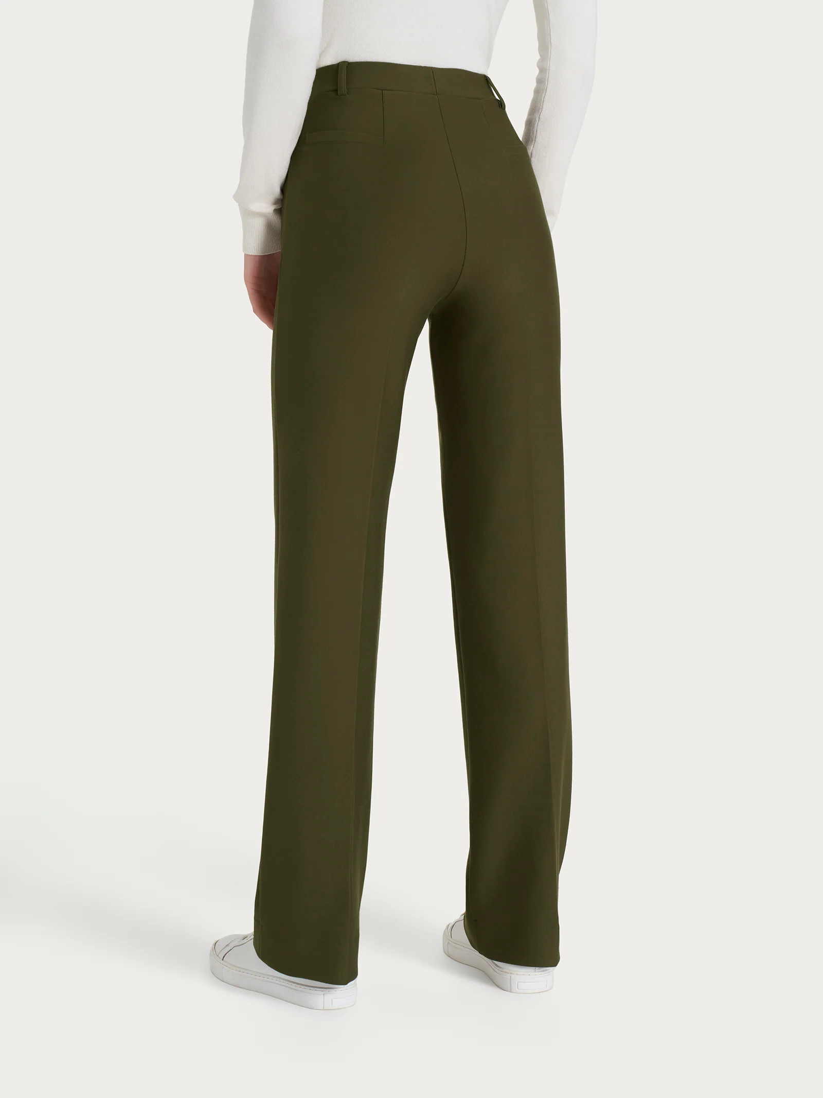 Pantalone ampio in Compact - Dark Olive - Image 2