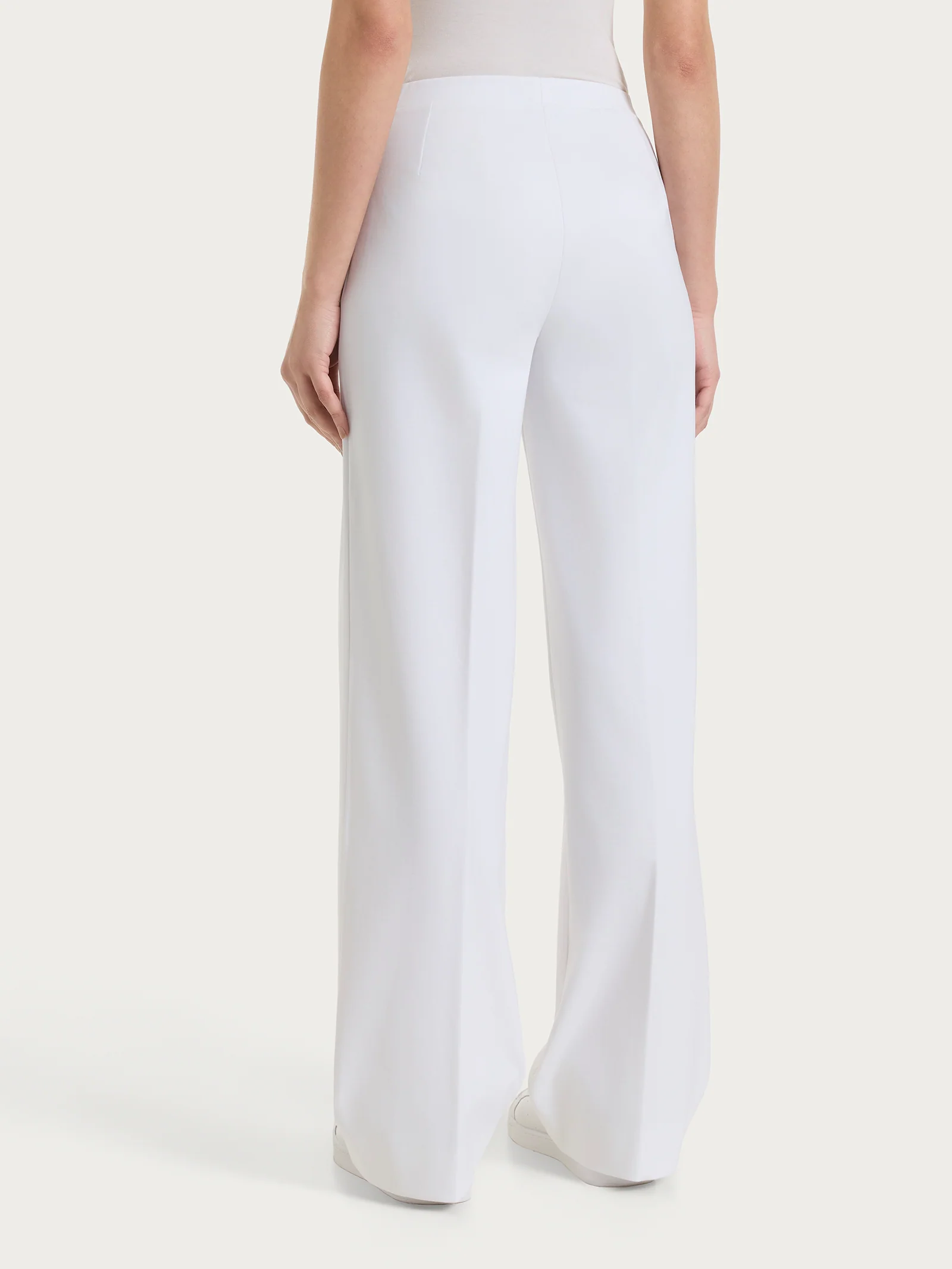 Pantalone ampio in Compact Light - Bianco - Image 2
