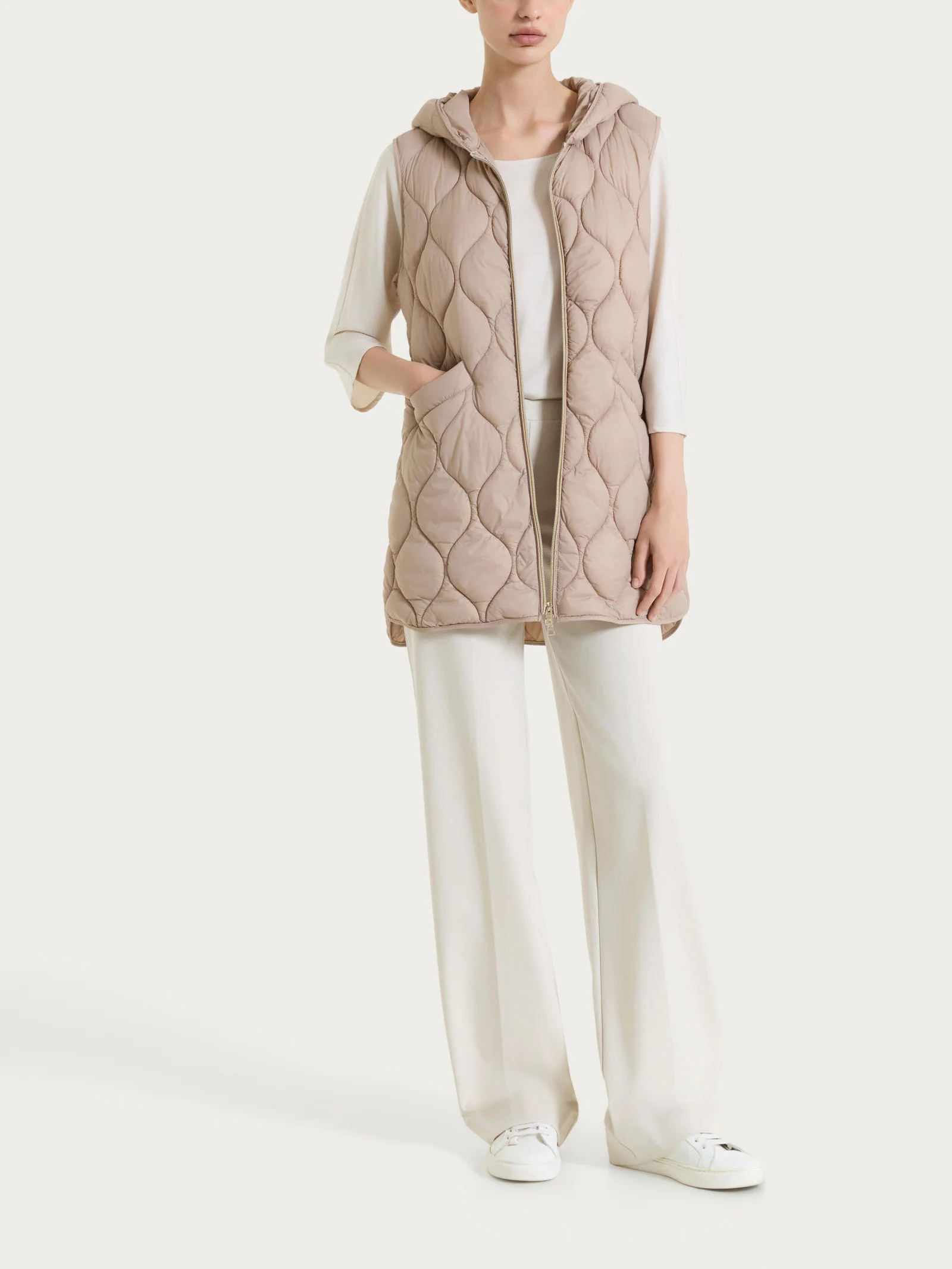 Pantalone ampio in Compact Light - Champignon - Image 10