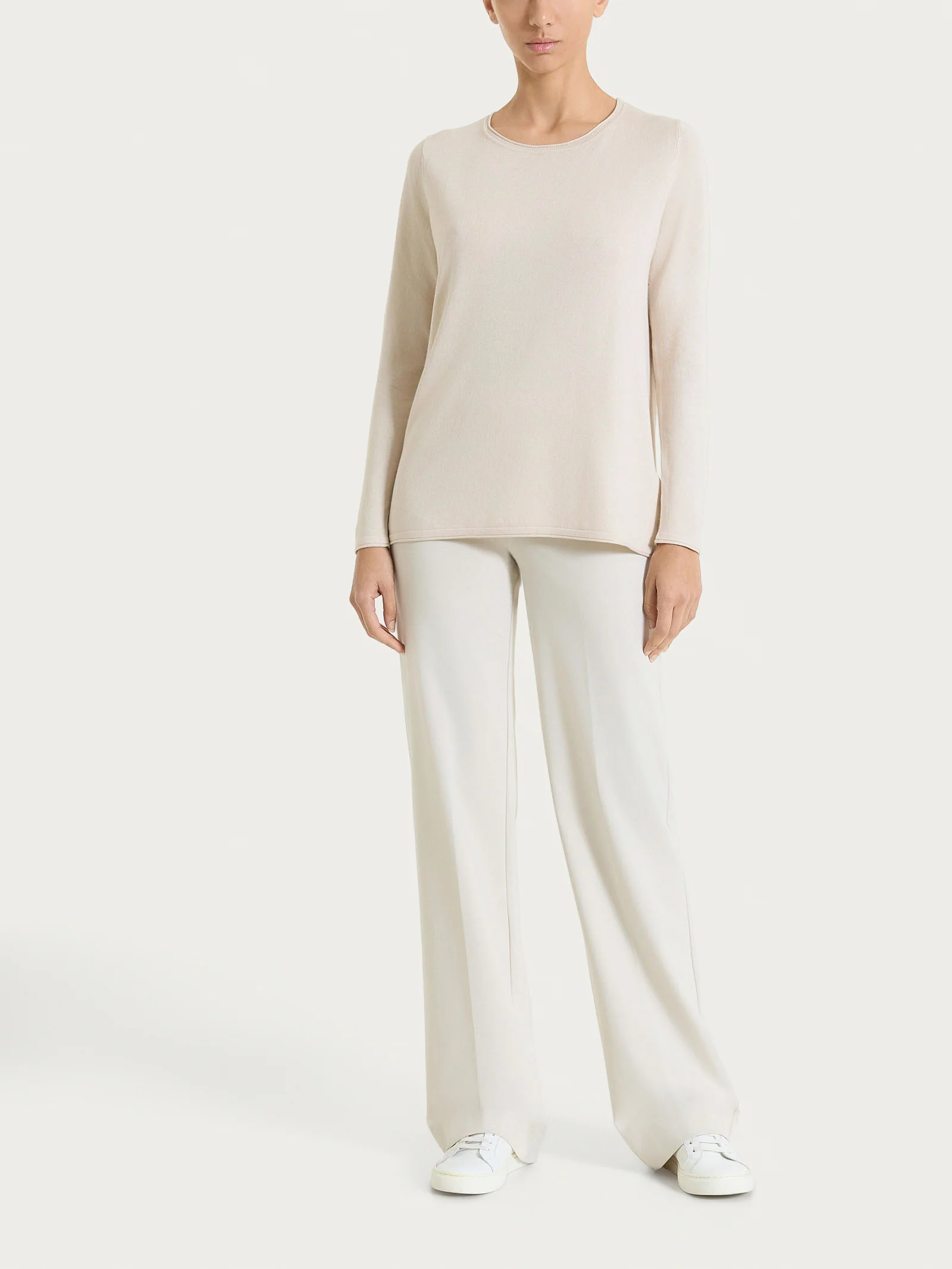 Pantalone ampio in Compact Light - Champignon - Image 4