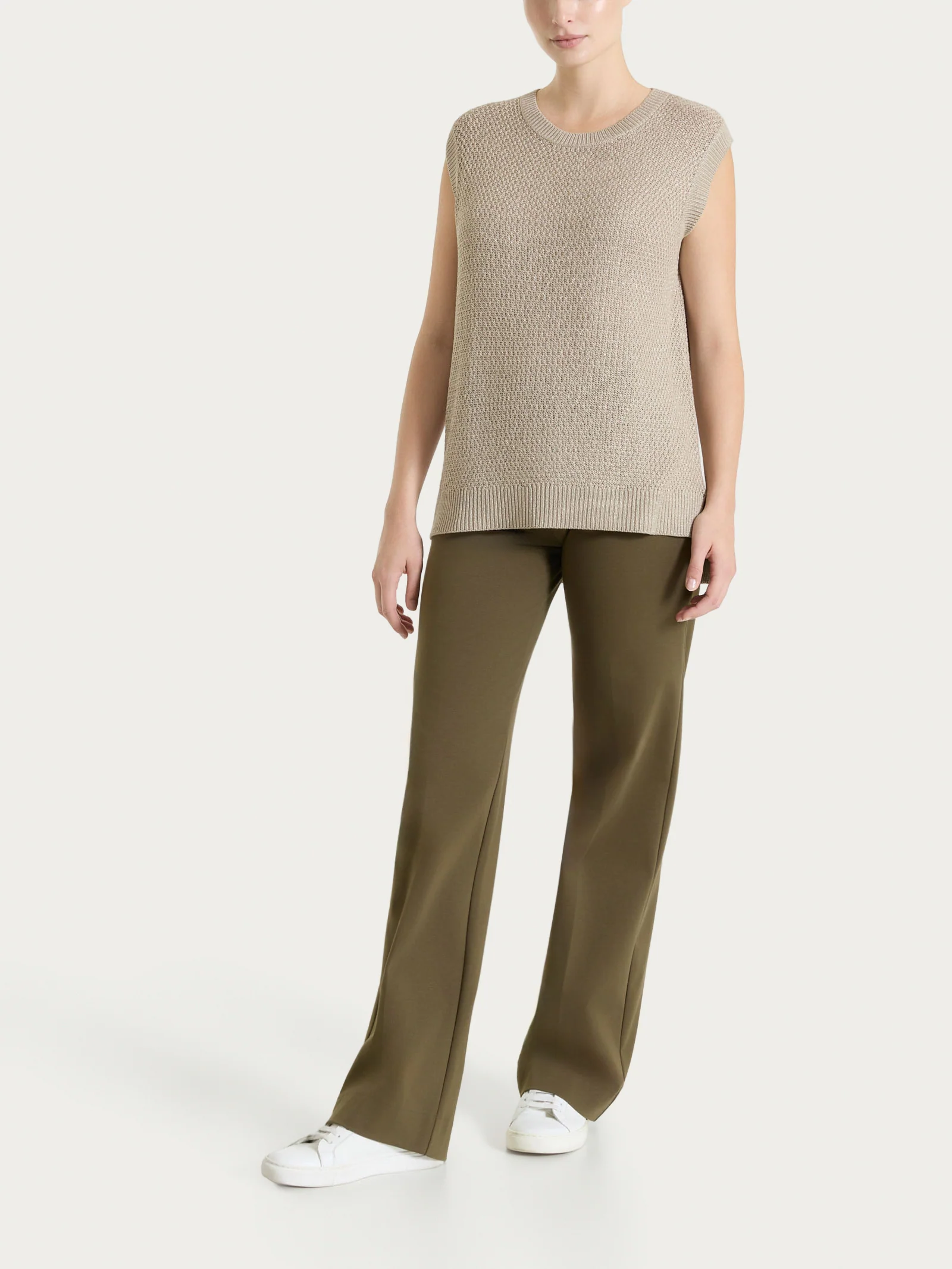 Pantalone ampio in Compact Light - Dark Olive - Image 4