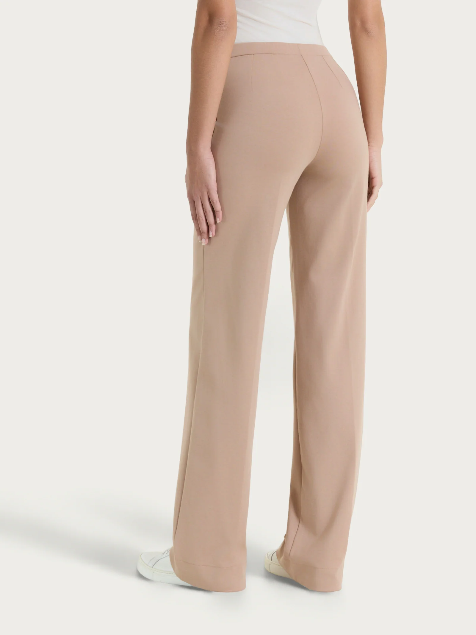 Pantalone ampio in Compact Light - Warm Taupe - Image 2