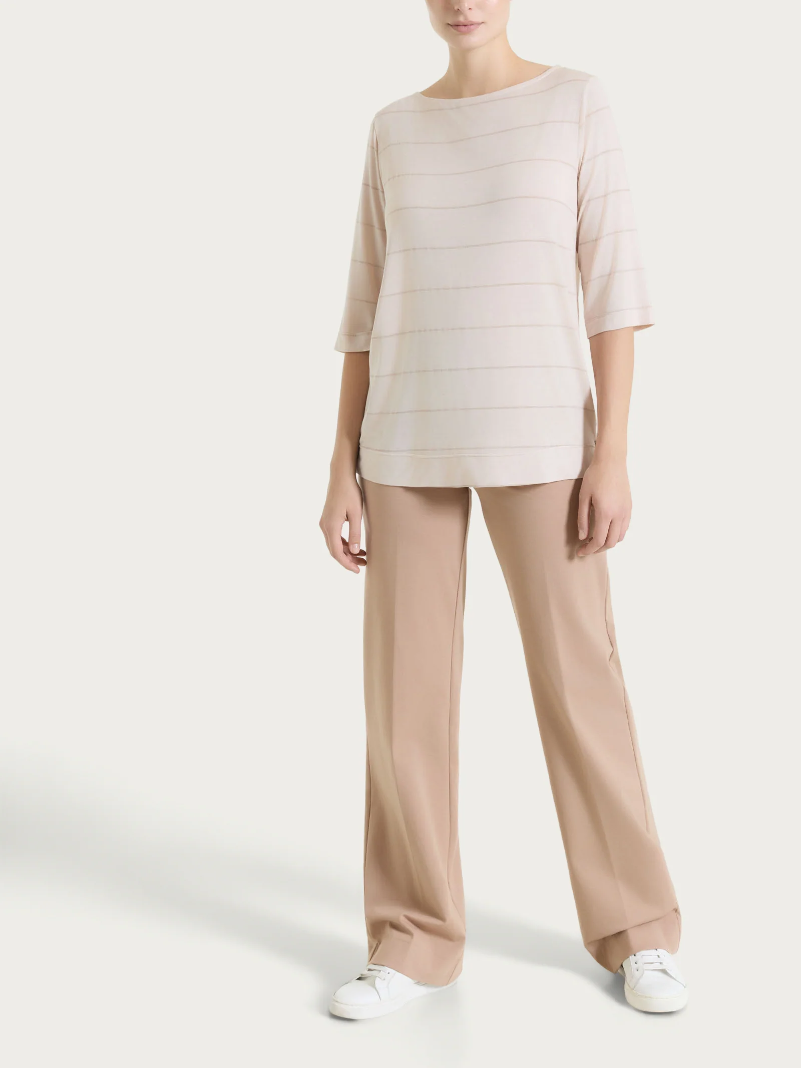 Pantalone ampio in Compact Light - Warm Taupe - Image 4