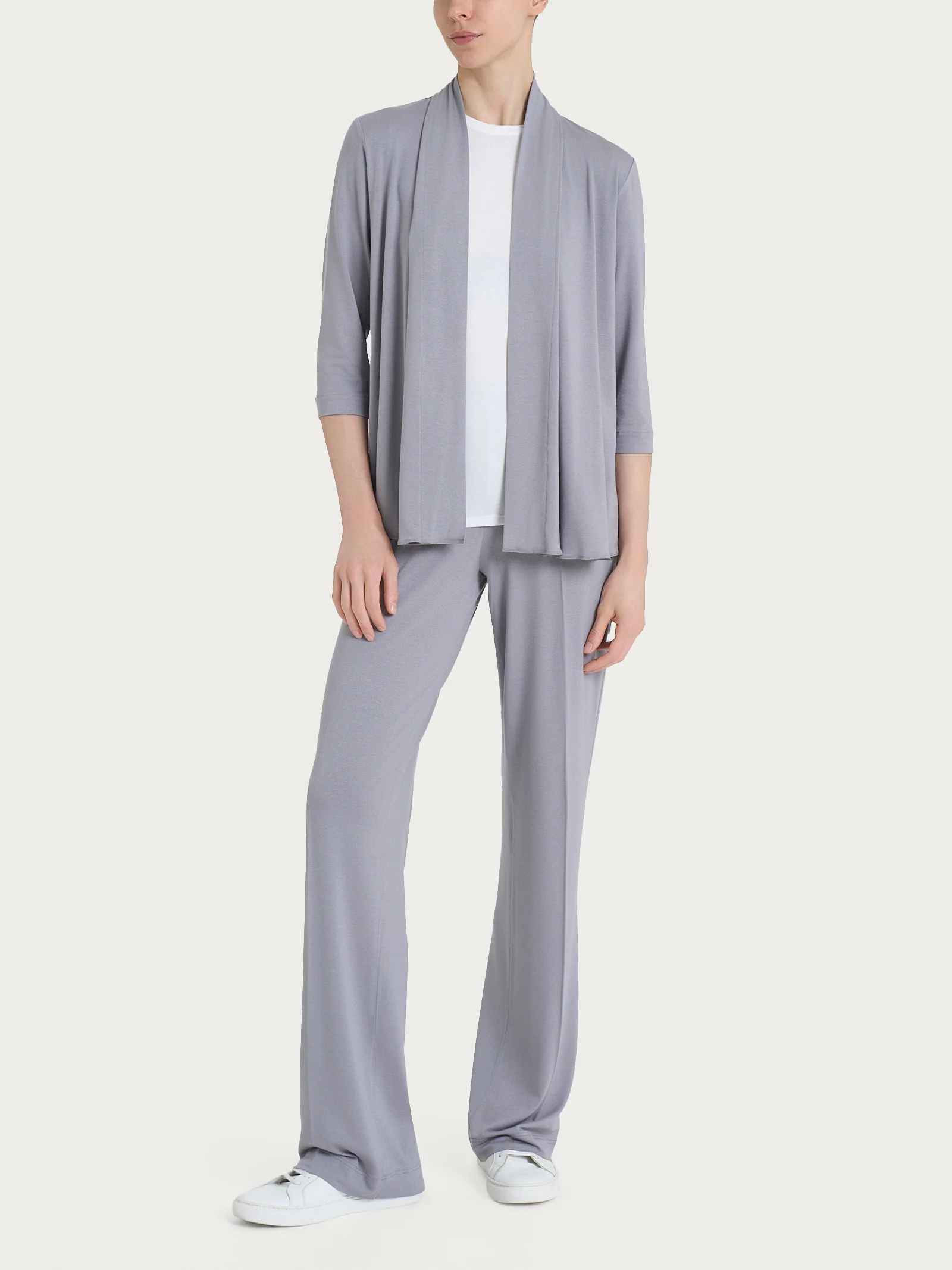 Pantalone ampio in jersey di viscosa crêpe - Ultimate Gray - Image 4