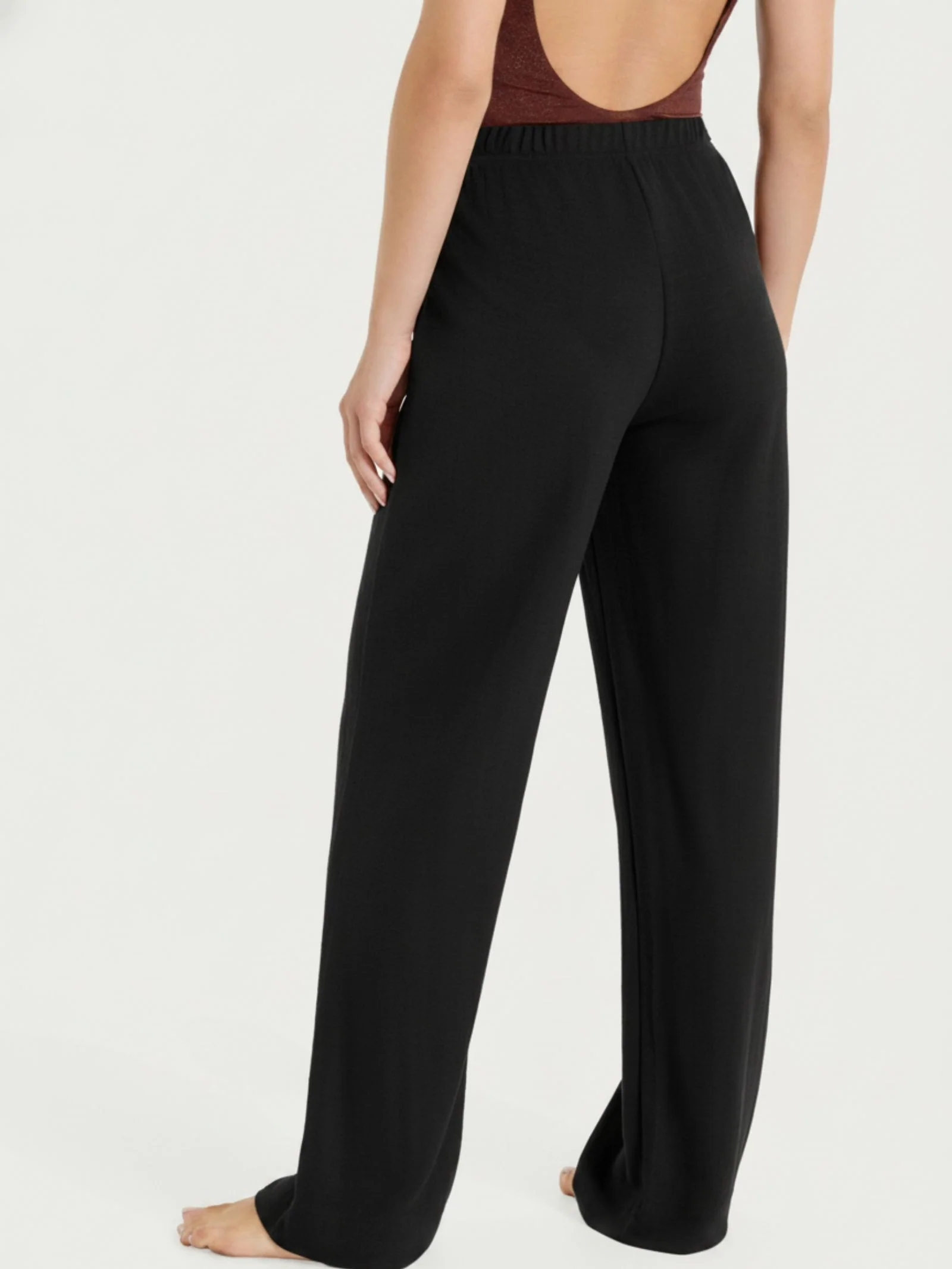 Pantalone ampio tinta unita in Summer Slub - Nero - Image 2