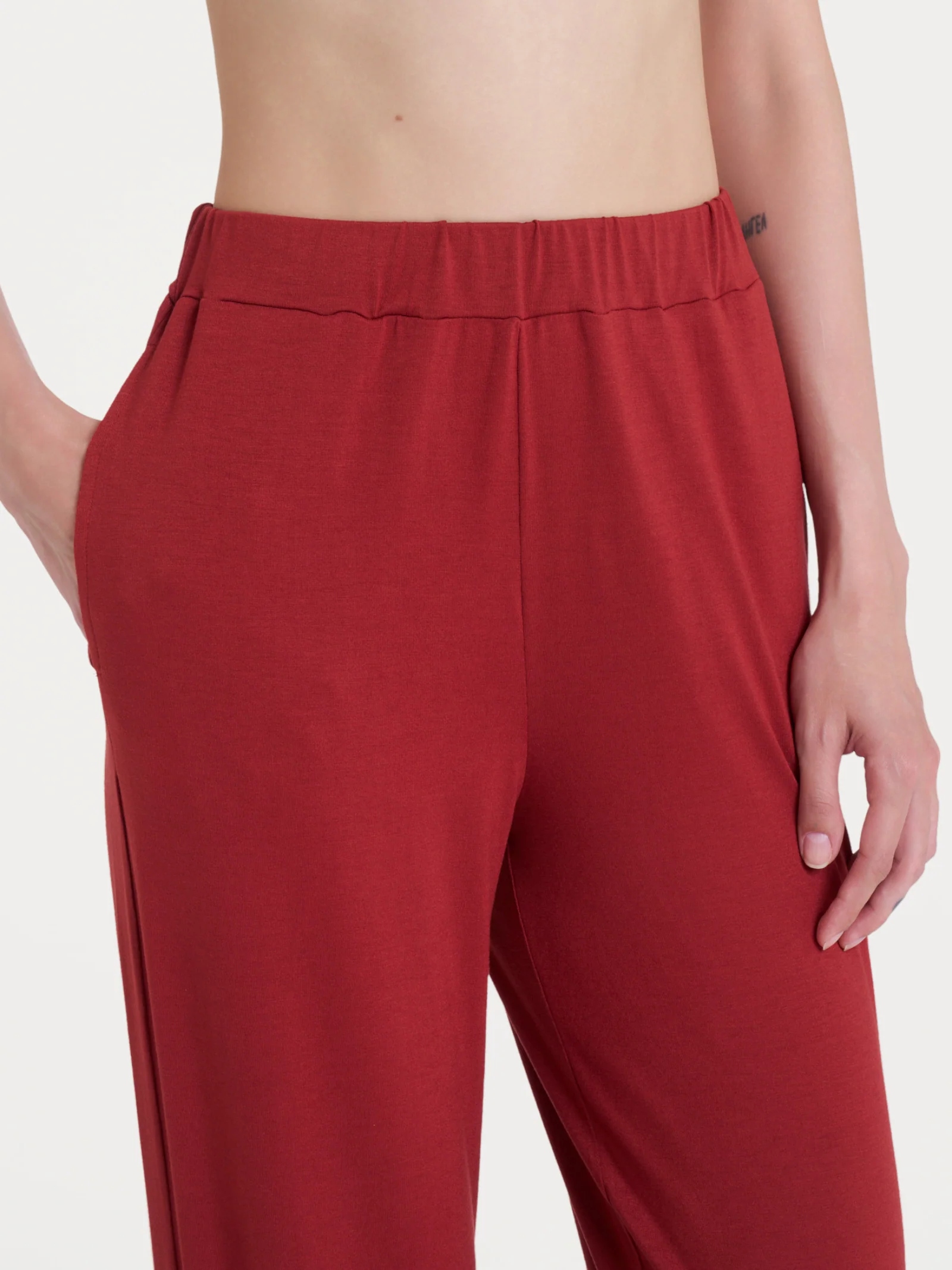 Pantalone ampio tinta unita in Viscosa Summer - Brandy Snifter - Image 3