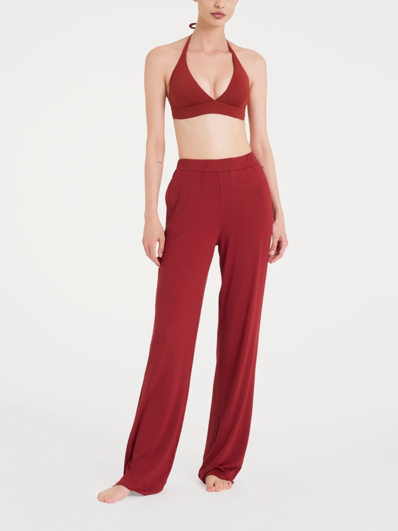 Pantalone ampio tinta unita in Viscosa Summer - Brandy Snifter - Image 4