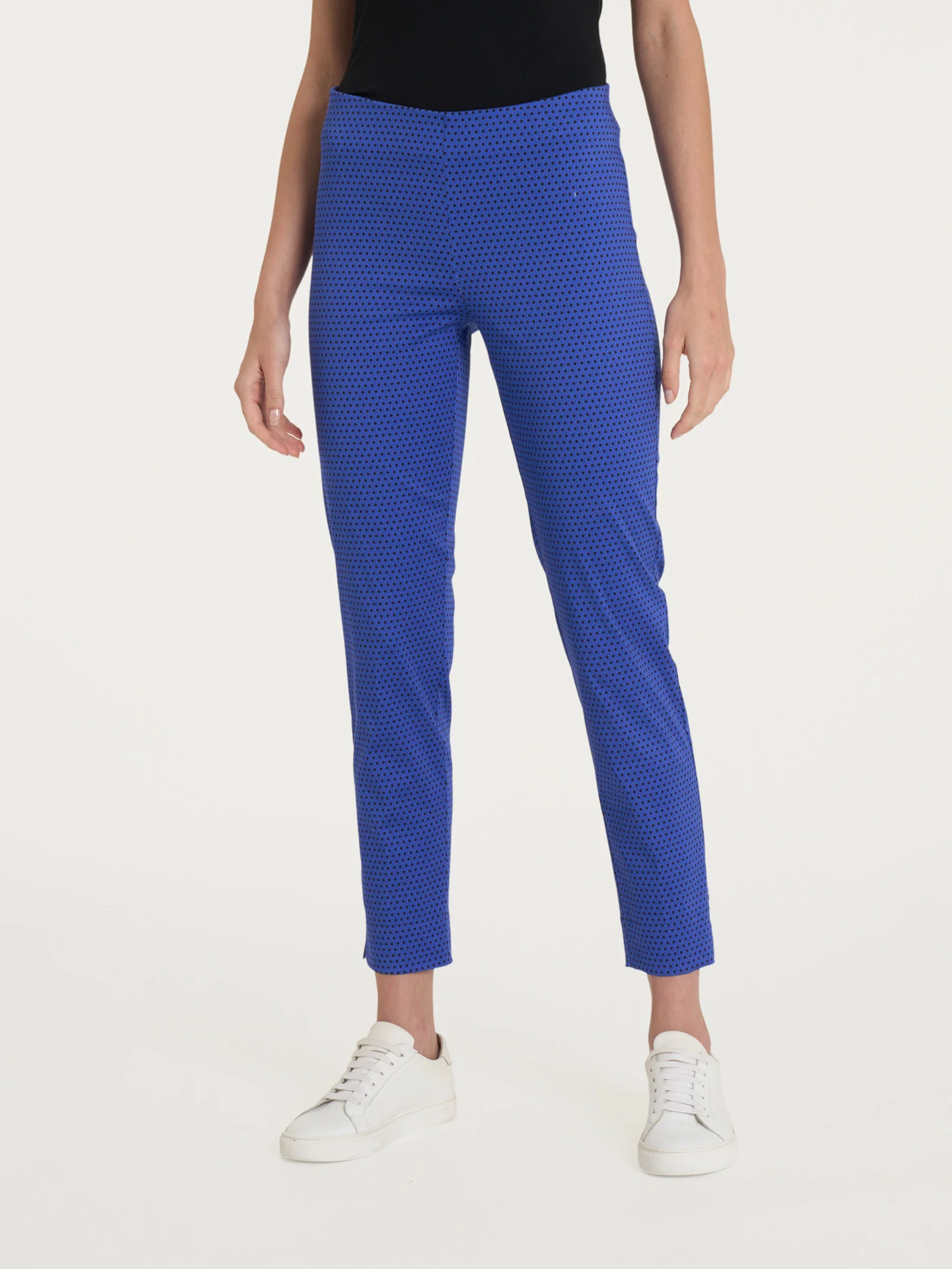 Pantalone capri con spacchetti e hexagon pattern in Satin Power - Fant. Dazzling Blue