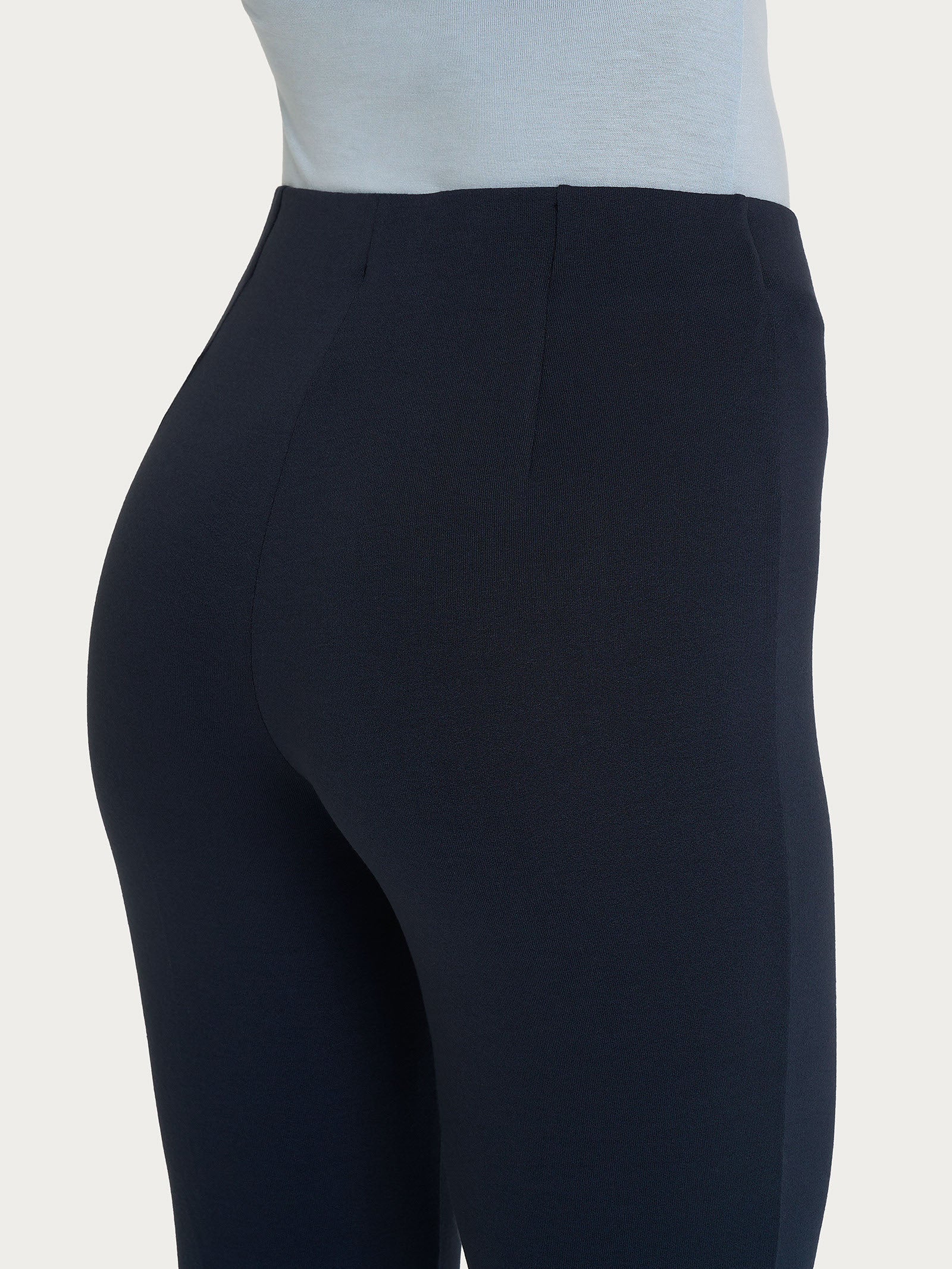 Pantalone capri con spacchetti in jersey di viscosa crêpe - Bleu - Image 3