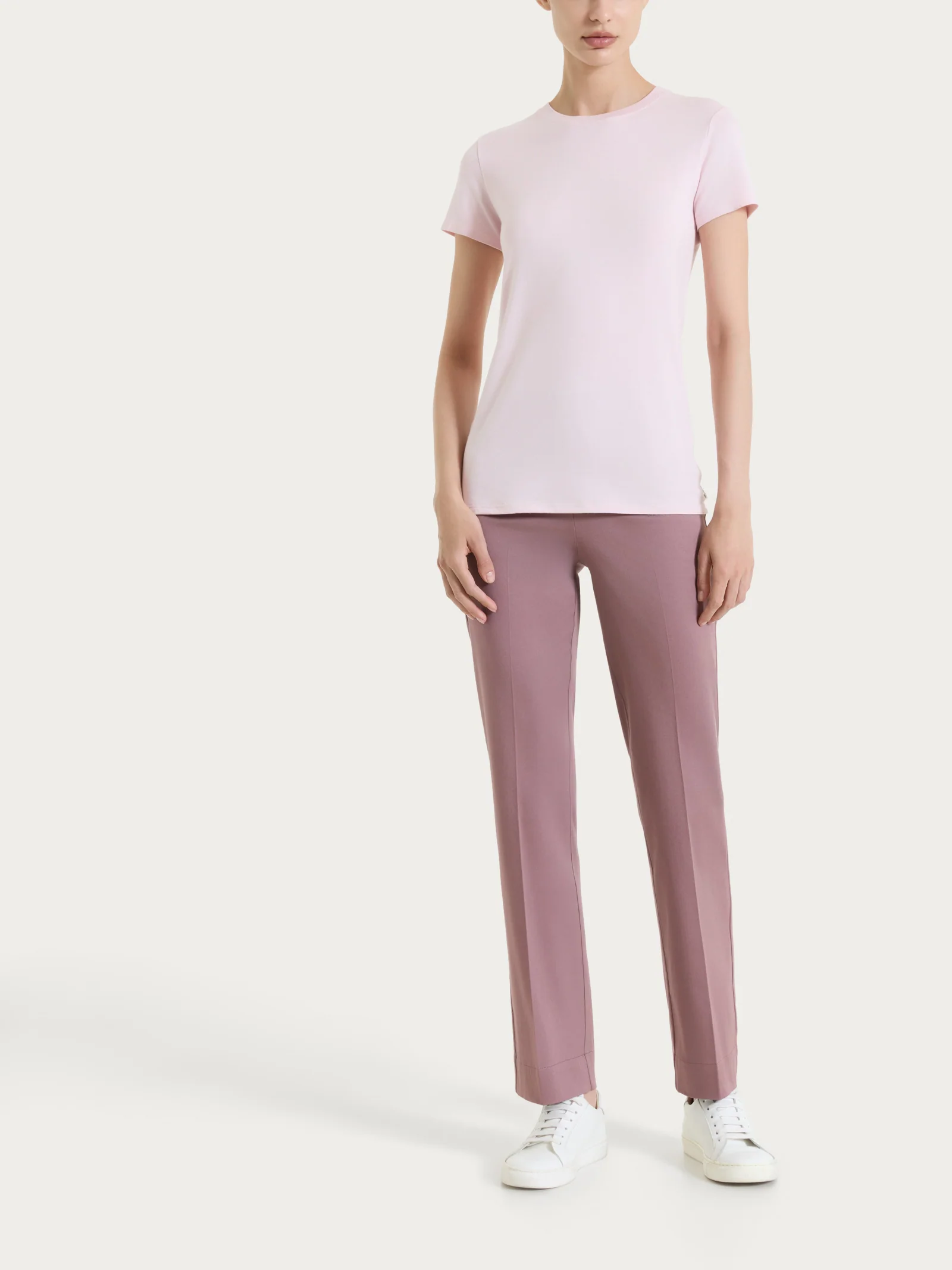 Pantalone capri dritto in Satin Power - Twilight Mauve - Image 6
