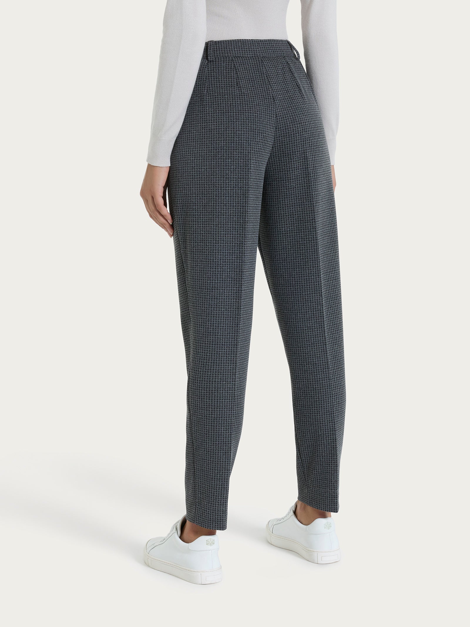 Pantalone chino slim con tasche e micro check in Eco Jacquard - Fant.Ardesia Mel. - Image 3