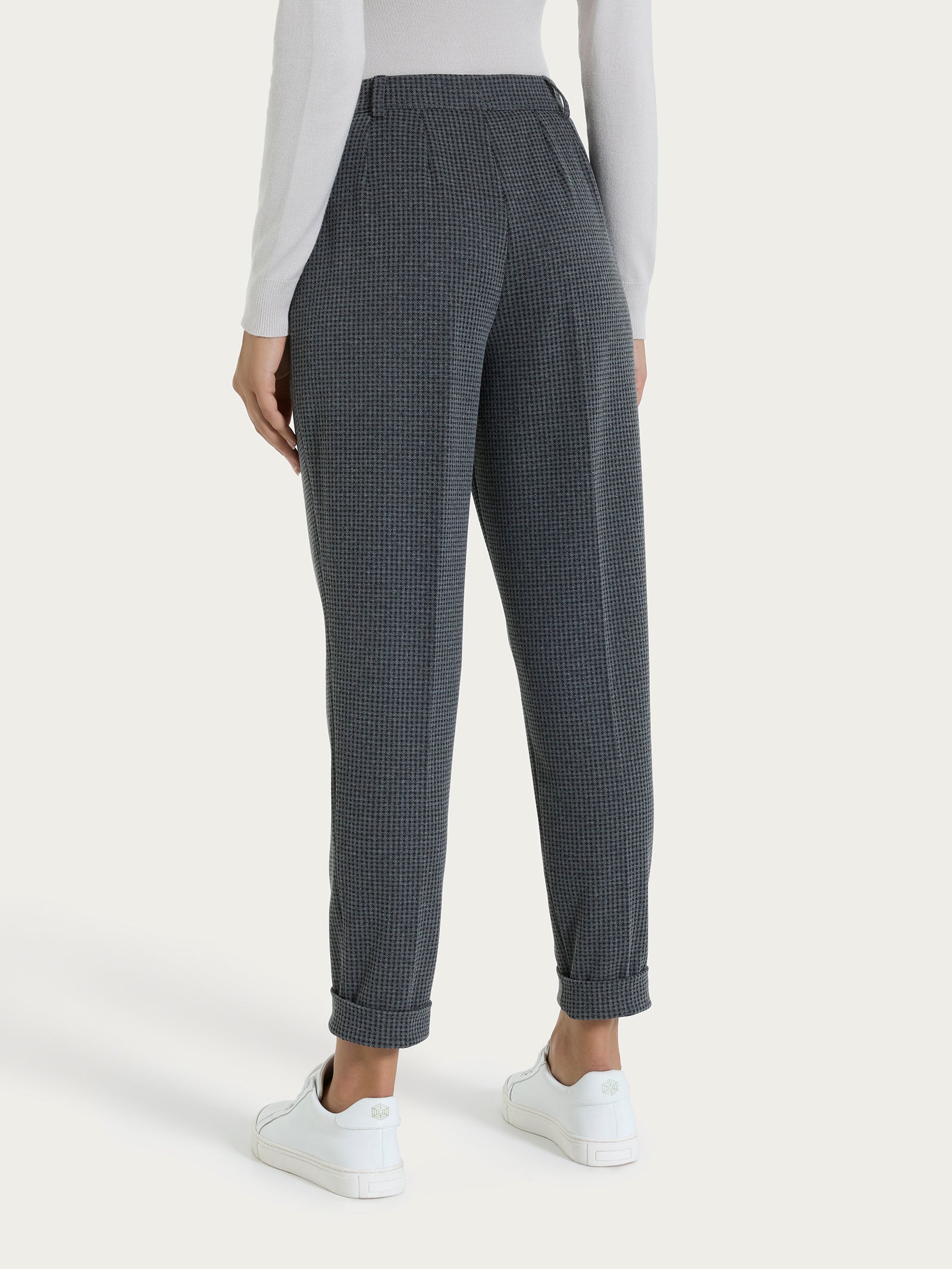 Pantalone chino slim con tasche e micro check in Eco Jacquard - Fant.Ardesia Mel. - Image 4
