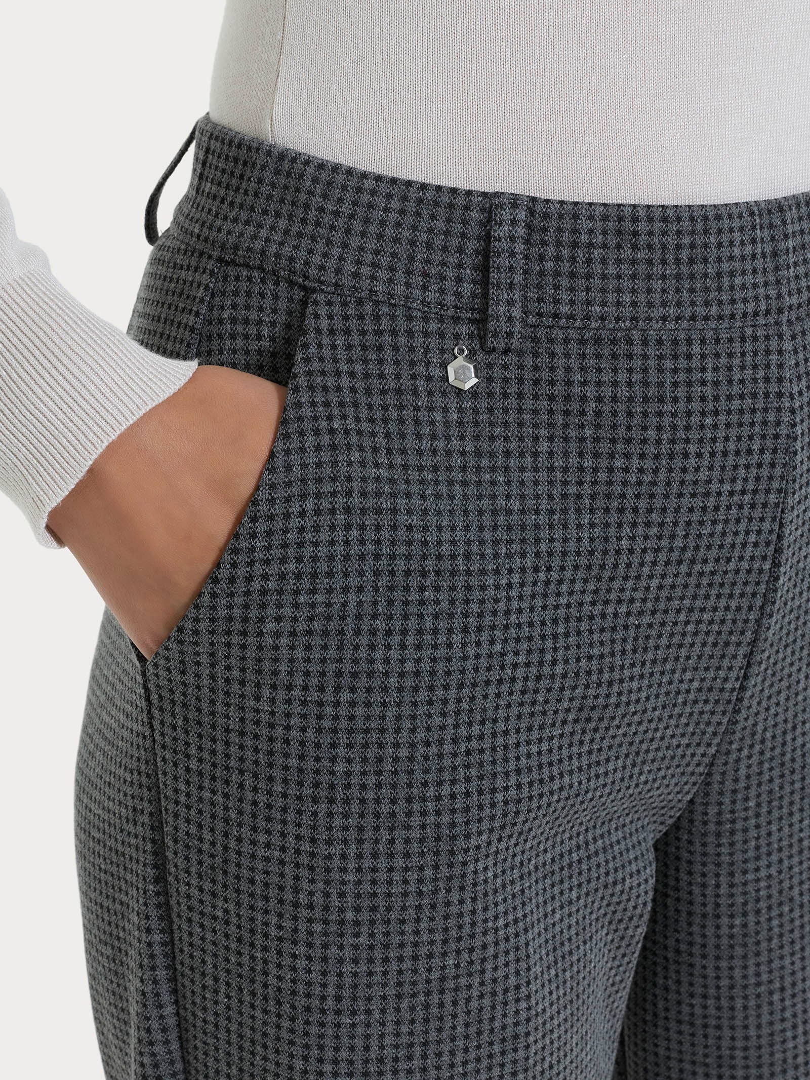 Pantalone chino slim con tasche e micro check in Eco Jacquard - Fant.Ardesia Mel. - Image 5