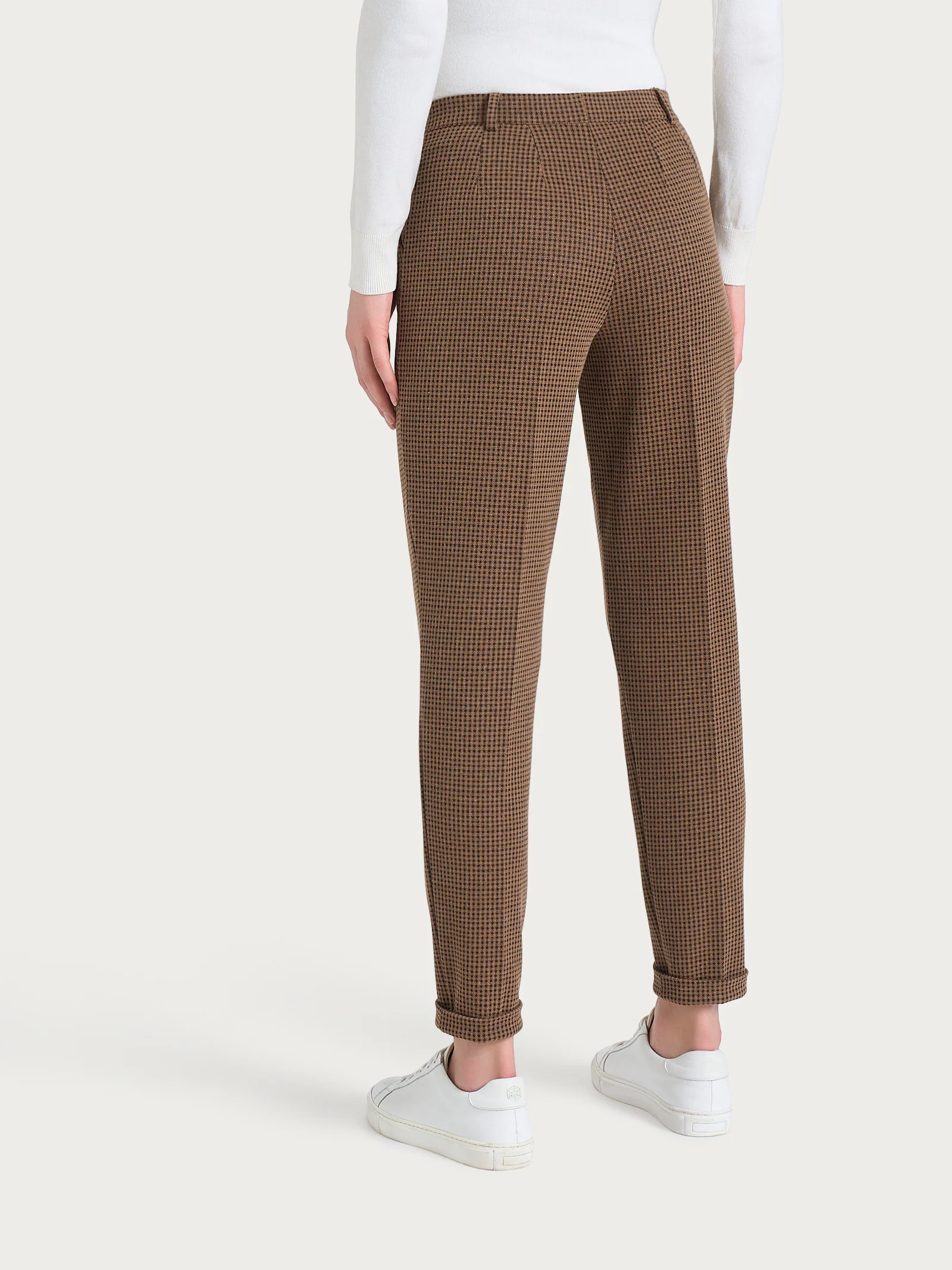 Pantalone chino slim con tasche e micro check in Eco Jacquard - Fant. Pine Bark - Image 4