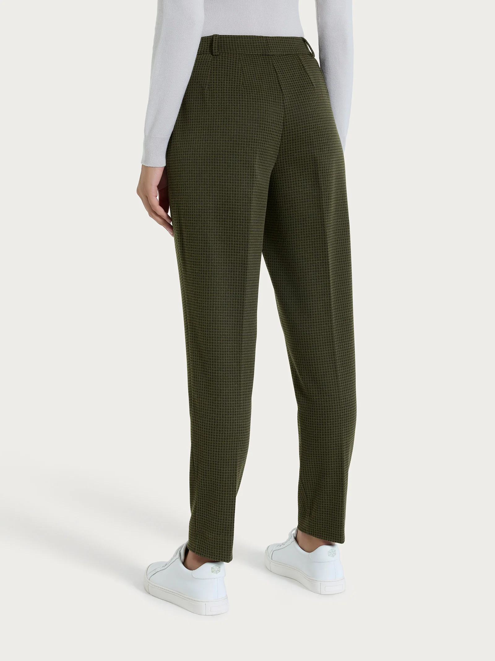 Pantalone chino slim con tasche e micro check in Eco Jacquard - Fant. Dark Olive - Image 3