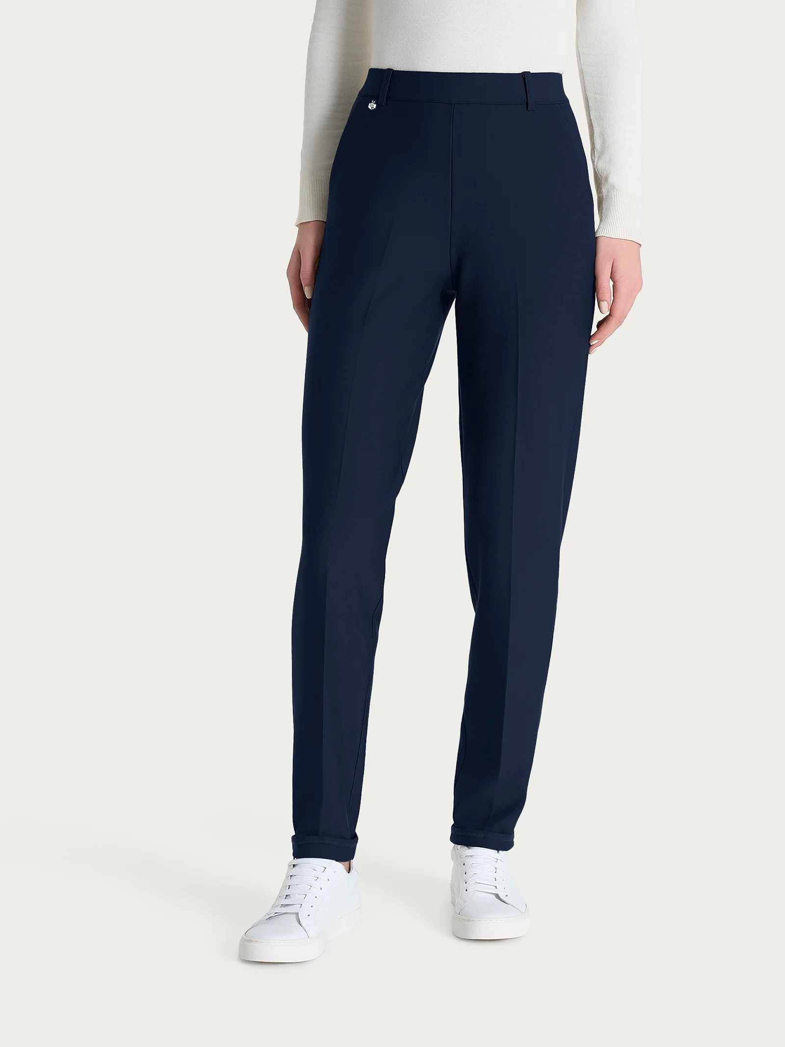 Pantalone chino slim con tasche e risvolto in Compact - Persia - Image 2