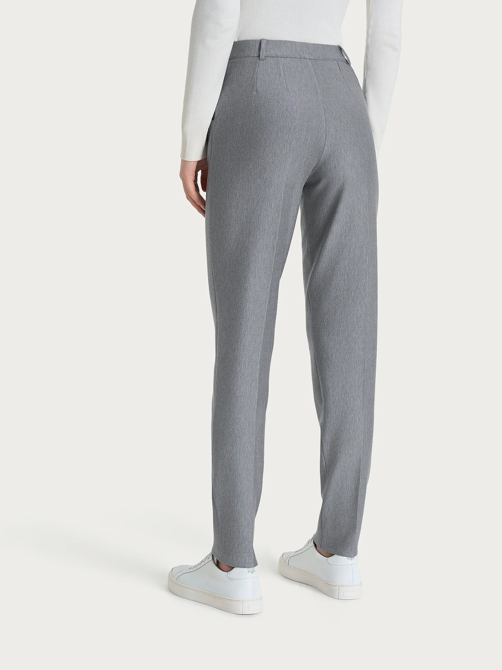 Pantalone chino slim con tasche e risvolto in Compact - Grigio Mel. - Image 4