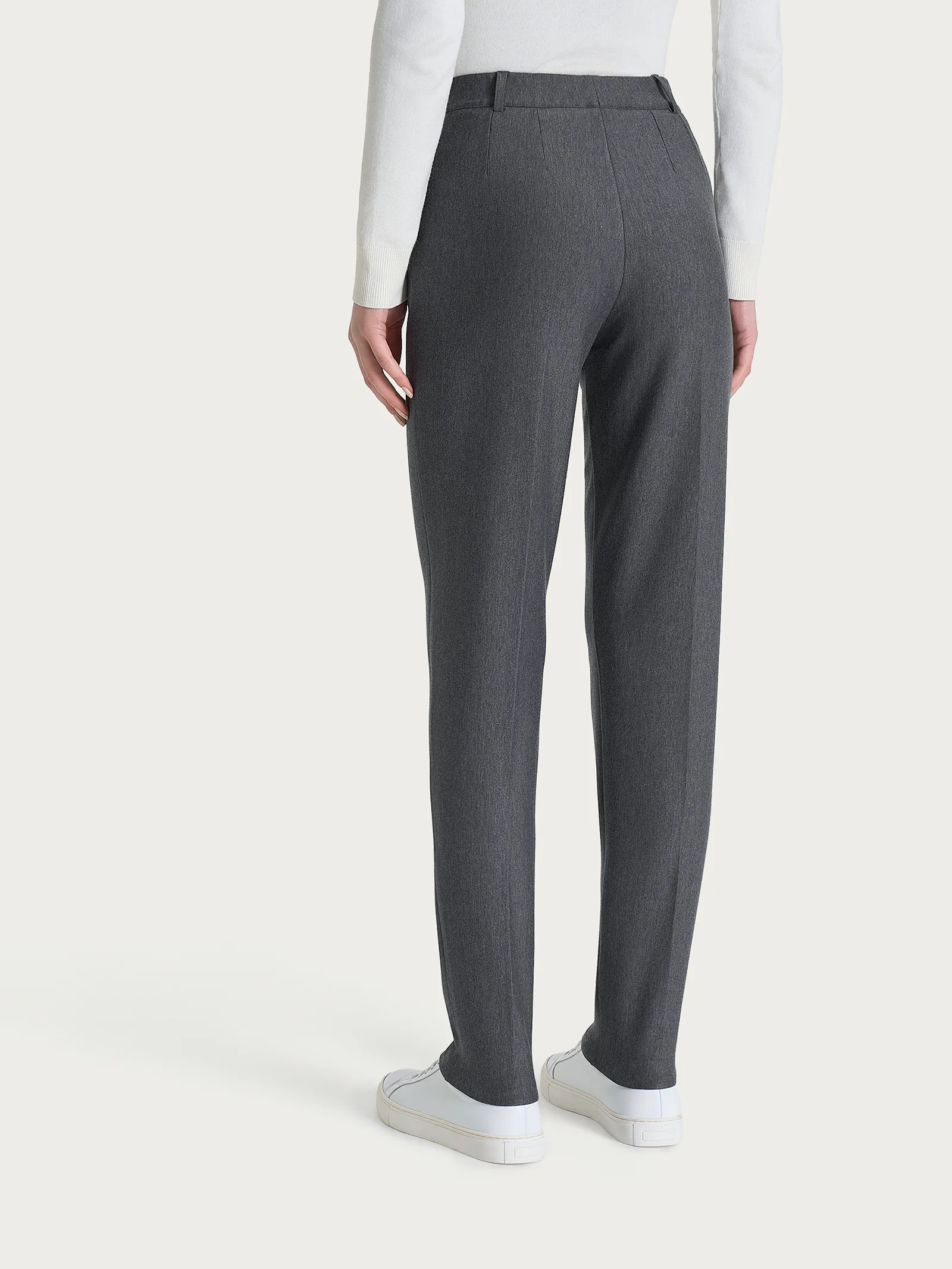 Pantalone chino slim con tasche e risvolto in Compact - Ardesia Mel. - Image 4