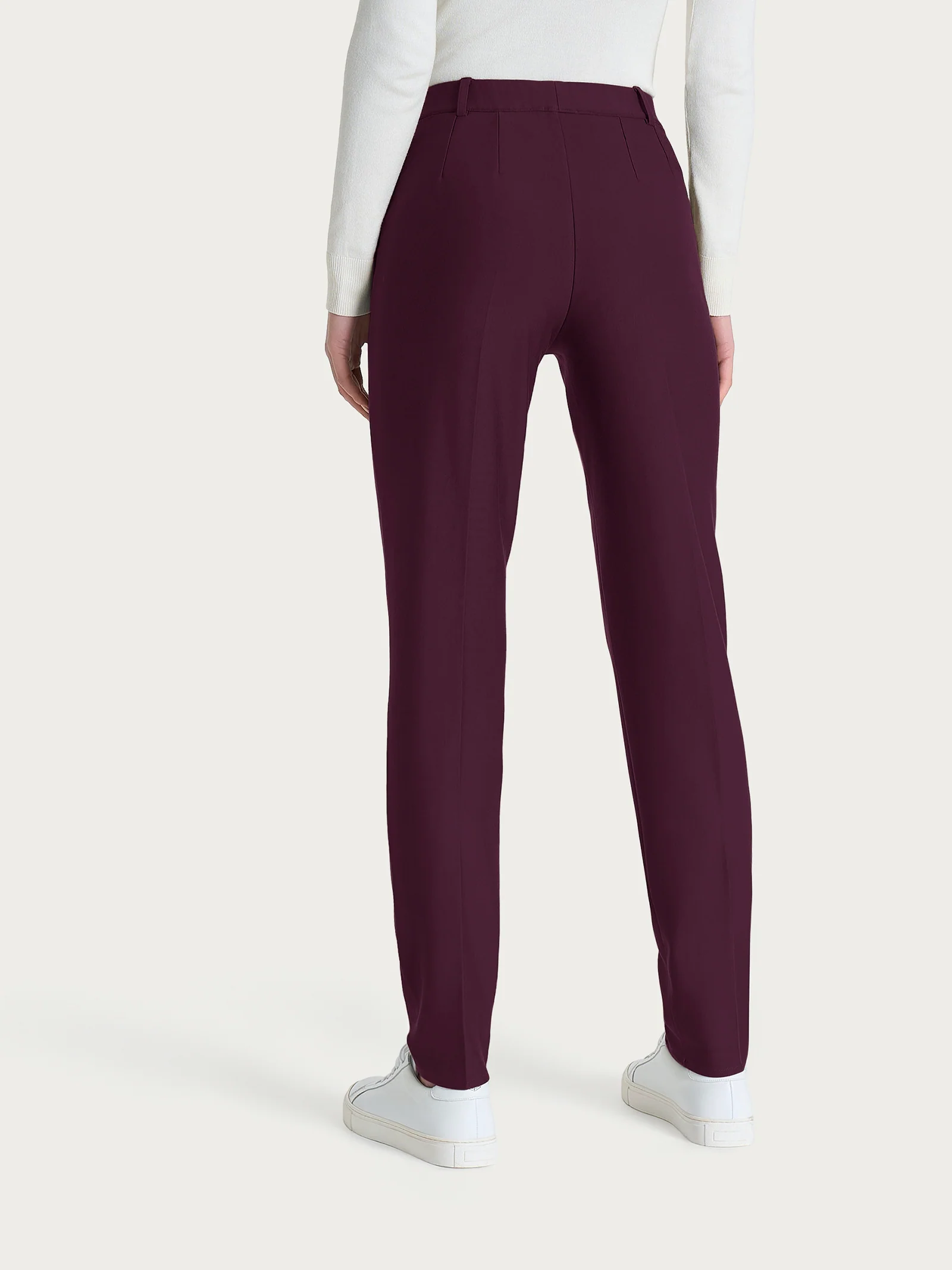 Pantalone chino slim con tasche e risvolto in Compact - Fig - Image 4