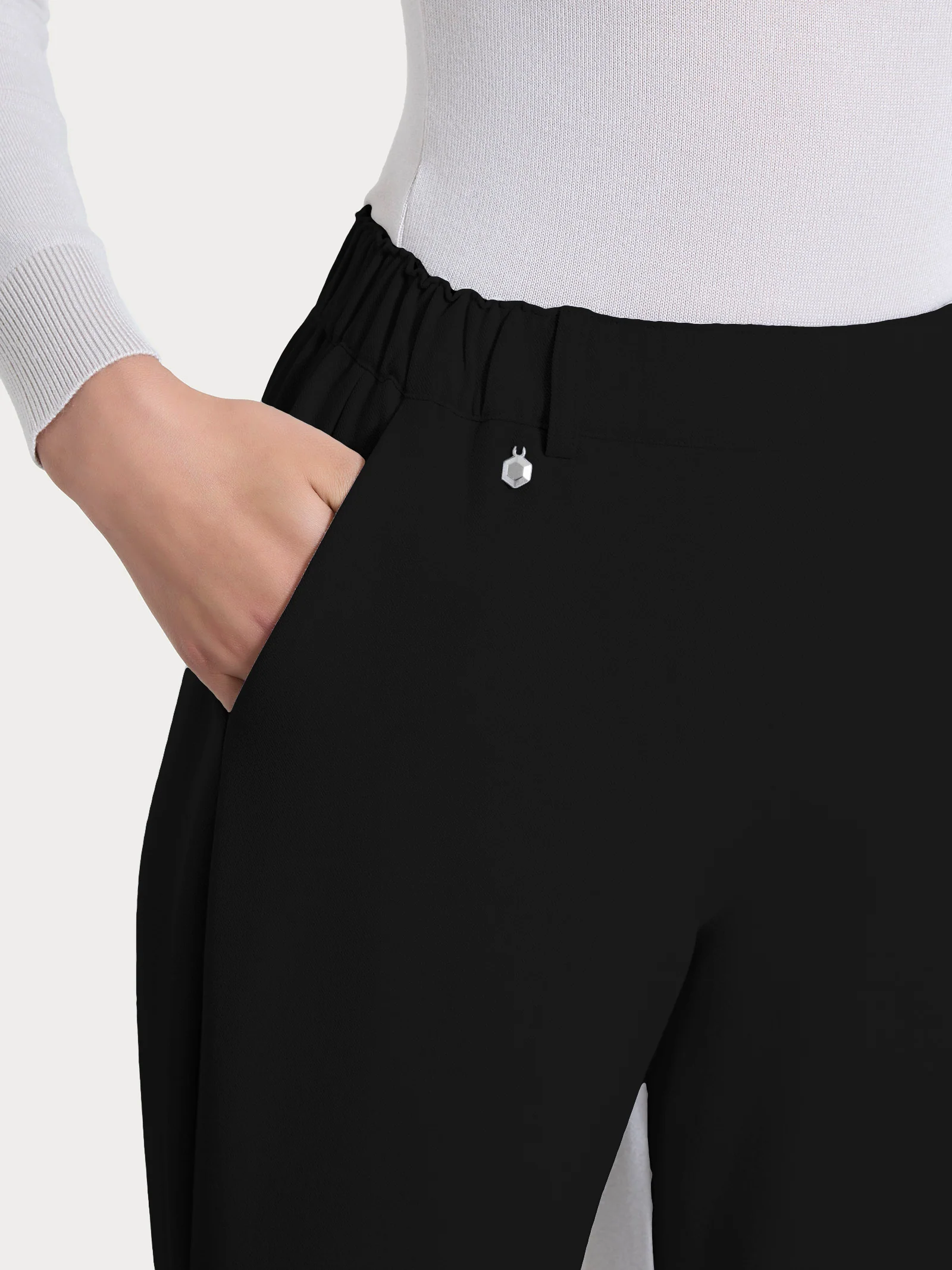 Pantalone chino slim con tasche in Flannel Twill - Nero - Image 3