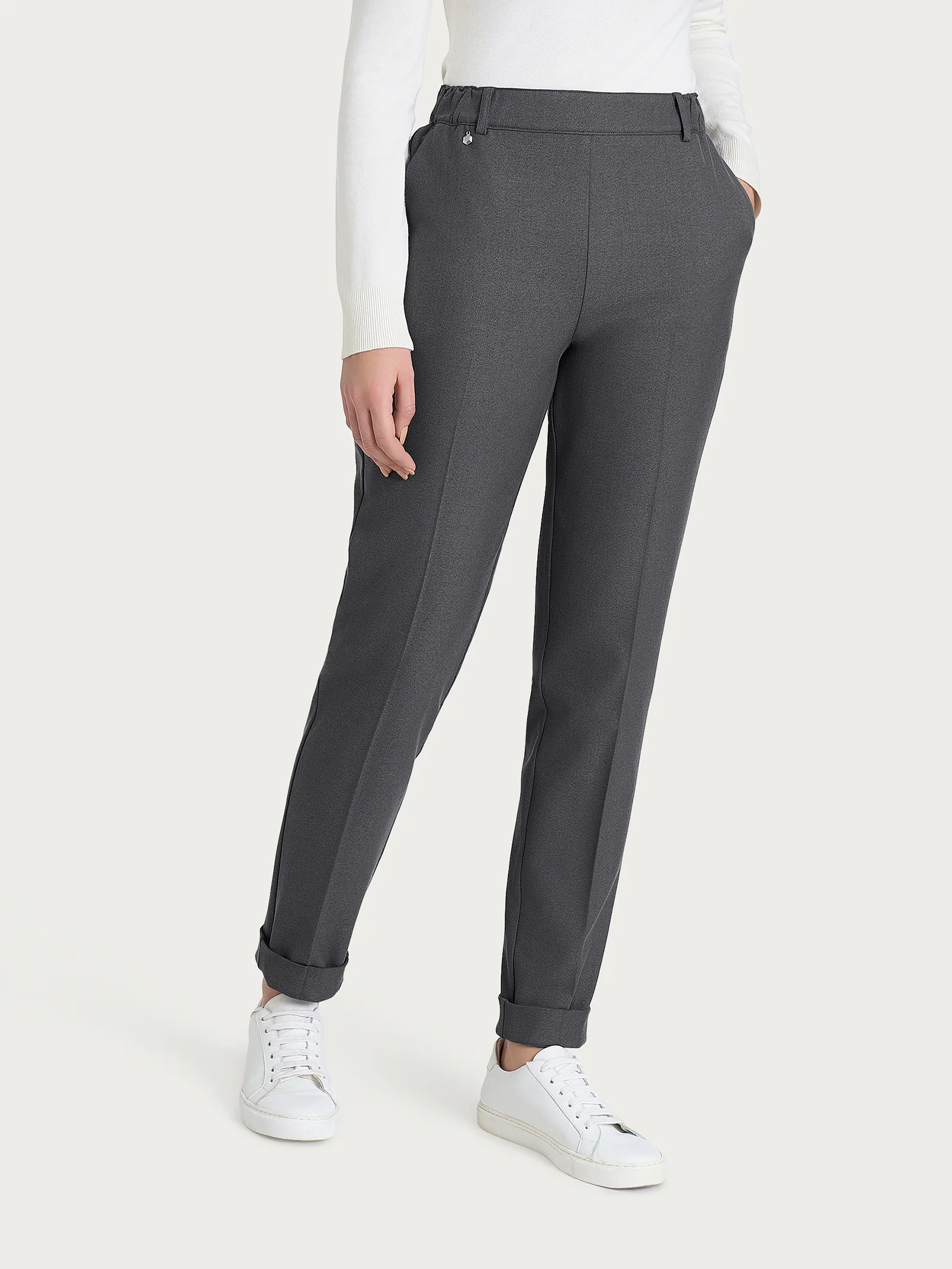 Pantalone chino slim con tasche in Flannel Twill - Ardesia Mel. - Image 2