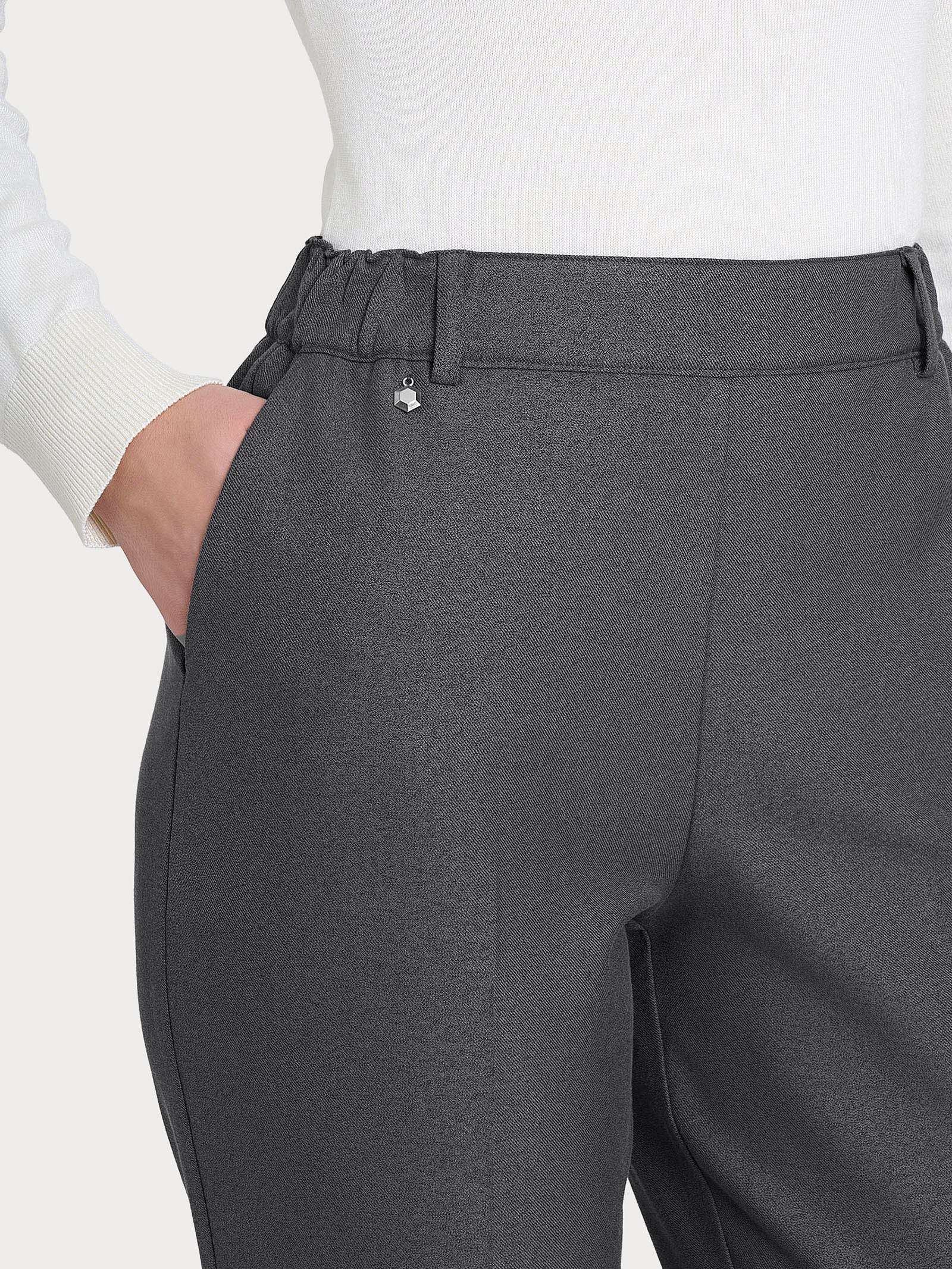 Pantalone chino slim con tasche in Flannel Twill - Ardesia Mel. - Image 5