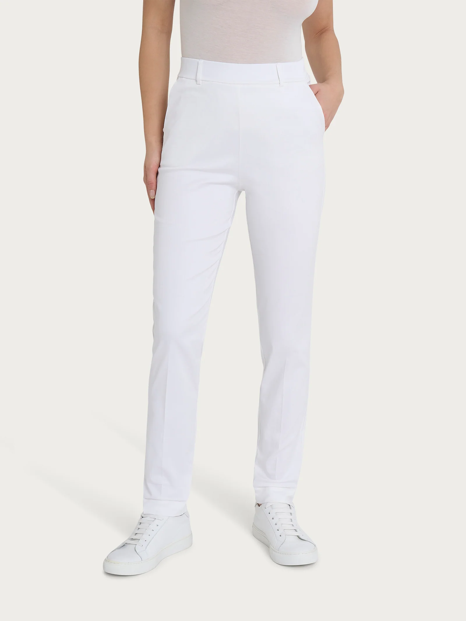 Pantalone chino slim con tasche in Satin Power - Bianco - Image 2