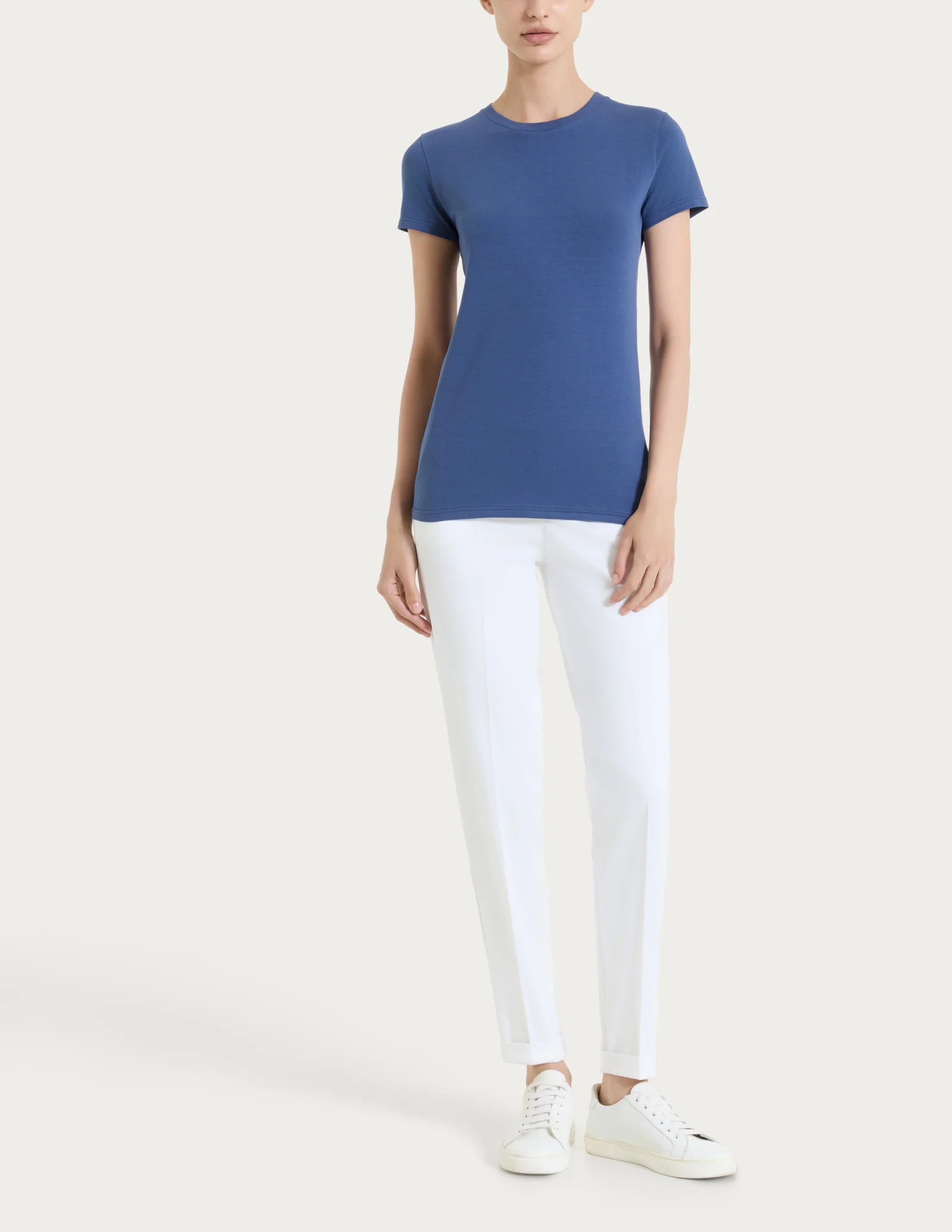 Pantalone chino slim con tasche in Satin Power - Bianco - Image 6