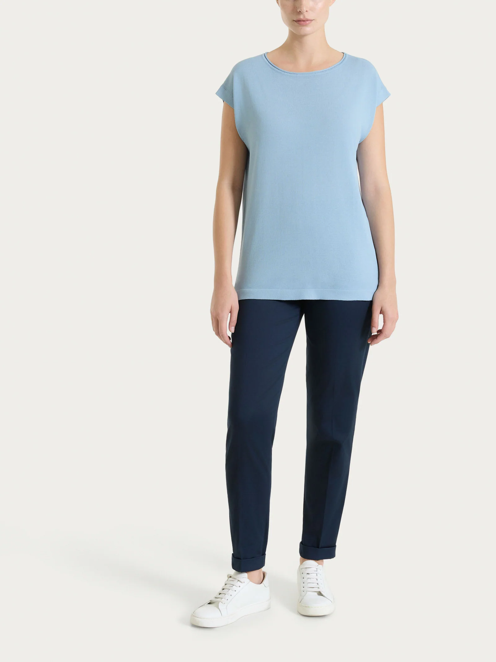 Pantalone chino slim con tasche in Satin Power - Bleu - Image 7