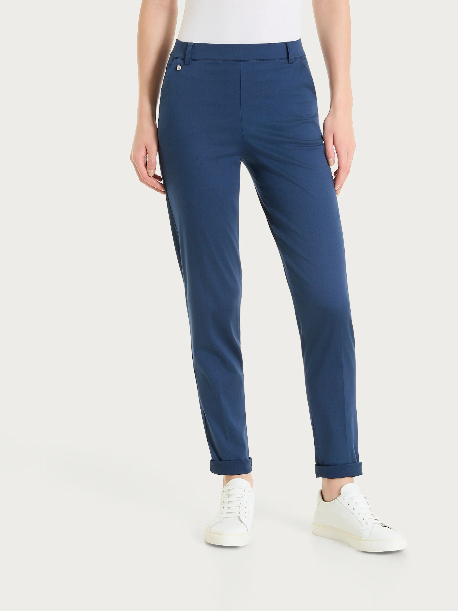 Pantalone chino slim con tasche in Satin Power - Oceana - Image 2