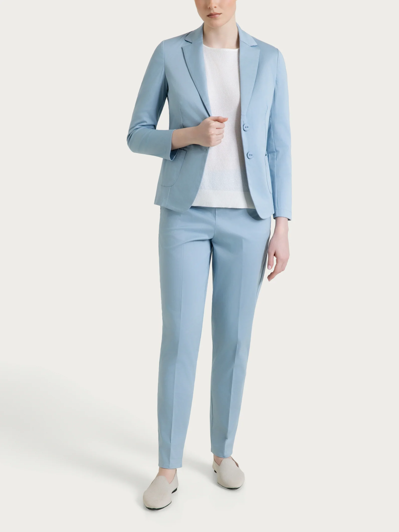 Pantalone chino slim con tasche in Satin Power - Dusty Blue - Image 2