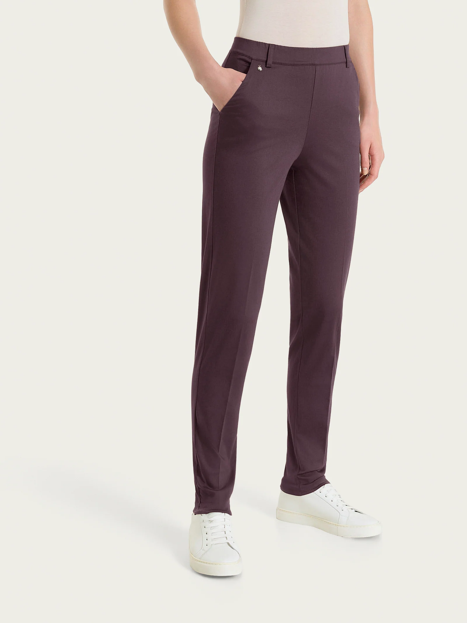 Pantalone chino slim con tasche in Satin Power - Raisin