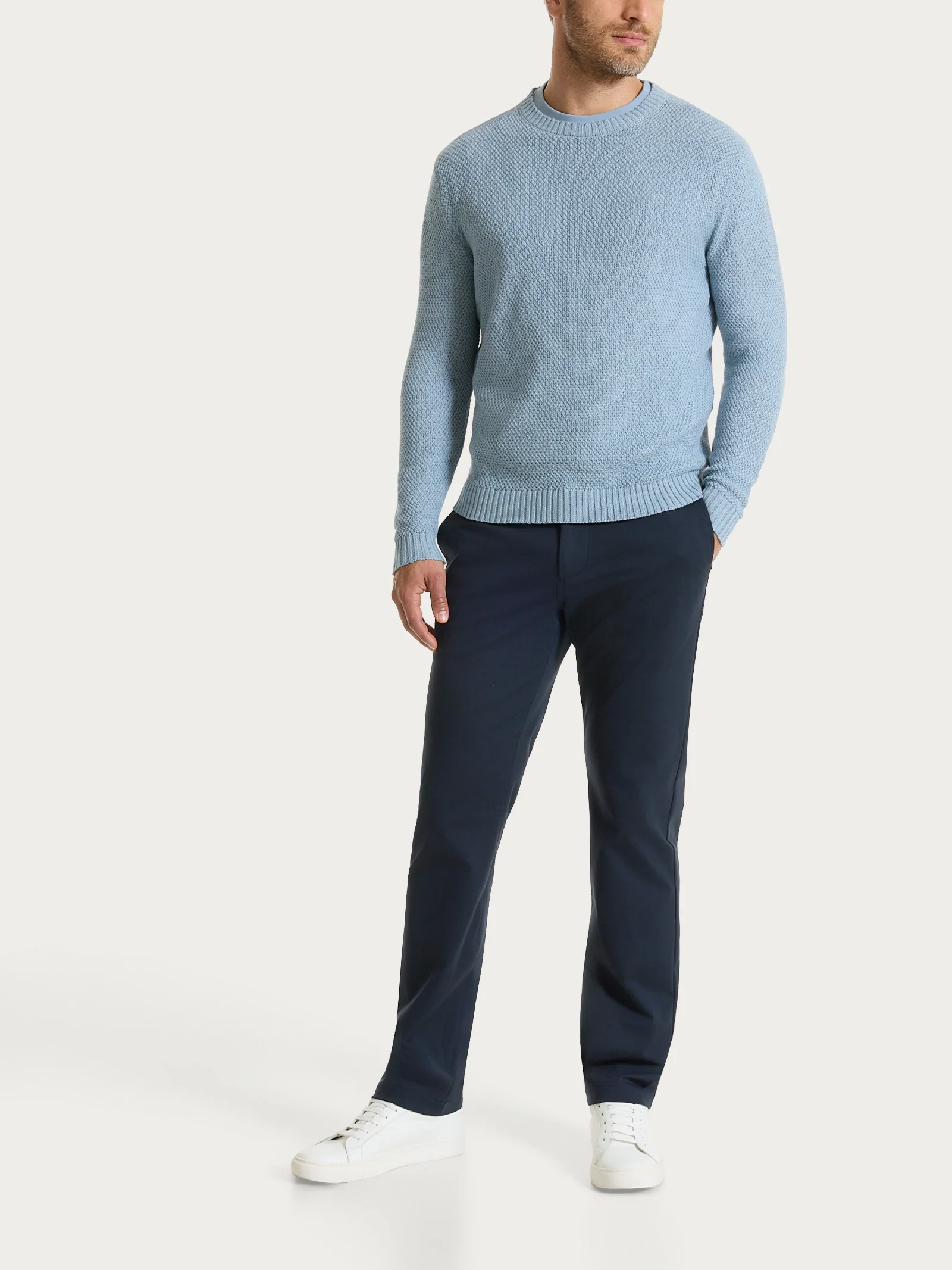 Pantalone con tasche america in Compact Light - Bleu - Image 3