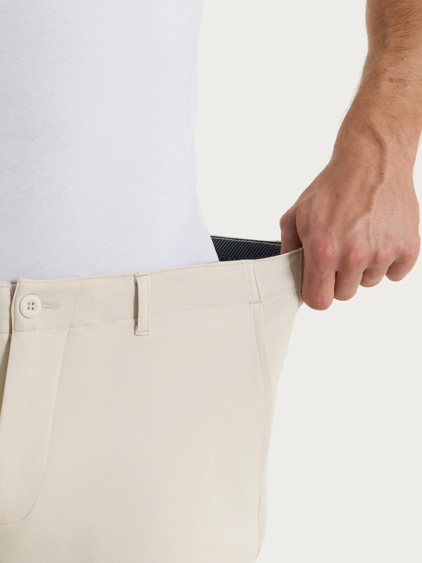 Pantalone con tasche america in Compact Light - Champignon - Image 3