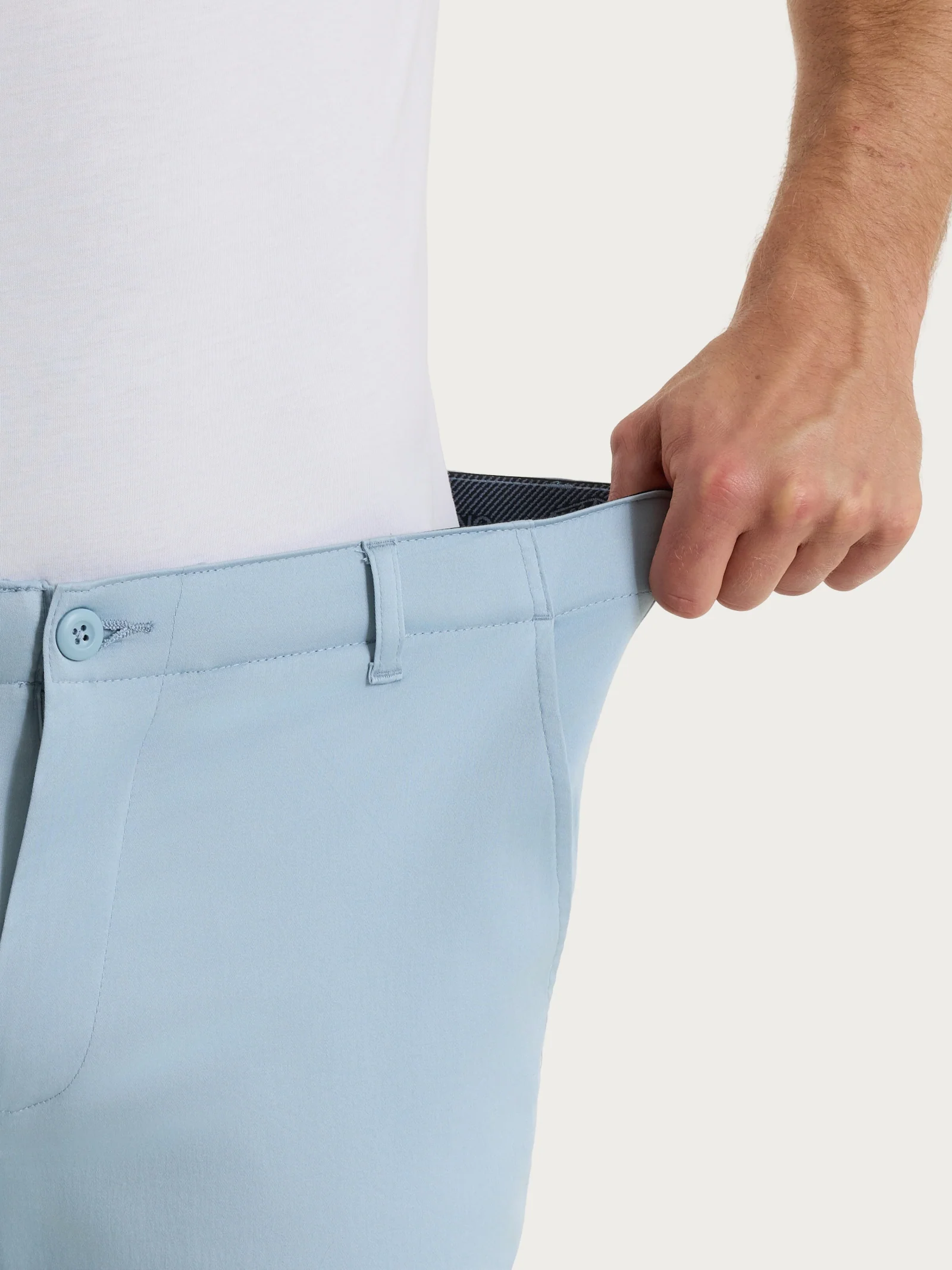 Pantalone con tasche america in Satin Power - Dusty Blue - Image 3