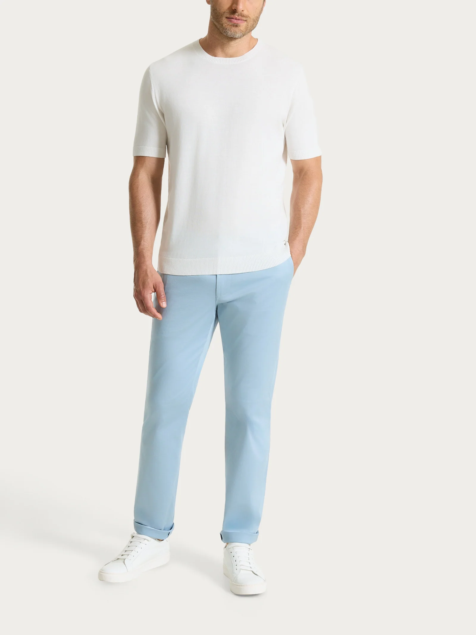 Pantalone con tasche america in Satin Power - Dusty Blue - Image 6