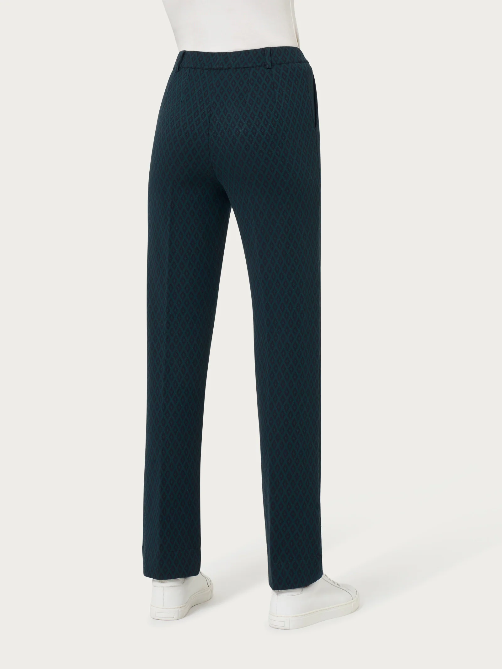Pantalone dritto a rombi con tasche in Eco Jacquard - Fant. Reflecting Pond - Image 2