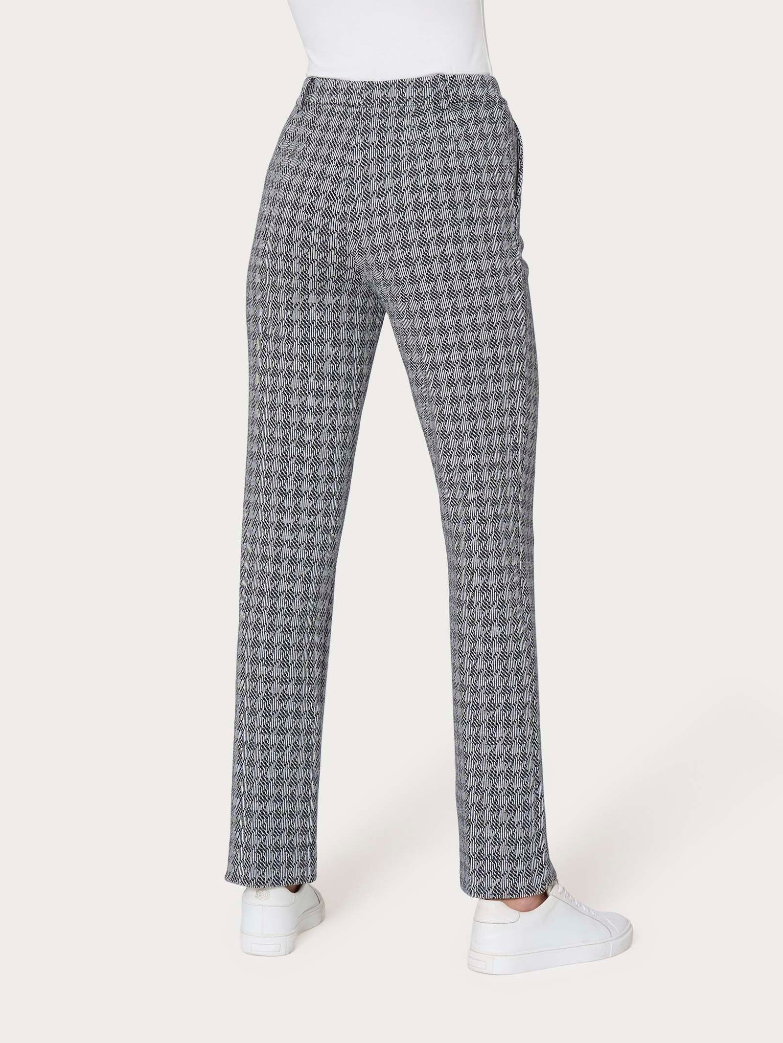 Pantalone dritto con tasche e pied de poule in Eco Jacquard - Fant.Nero - Image 2
