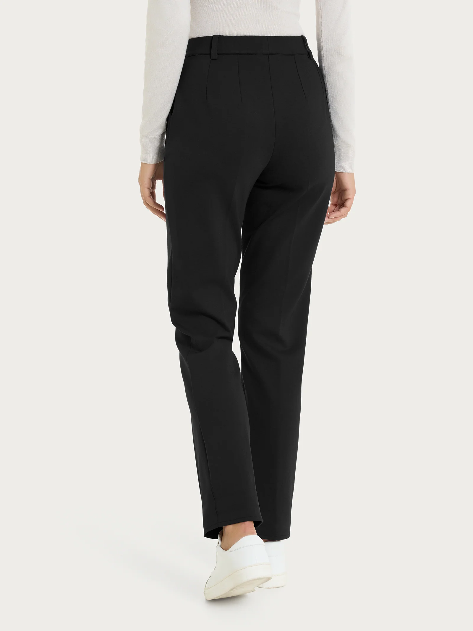 Pantalone dritto con tasche in Cashmere Compact - Nero - Image 3