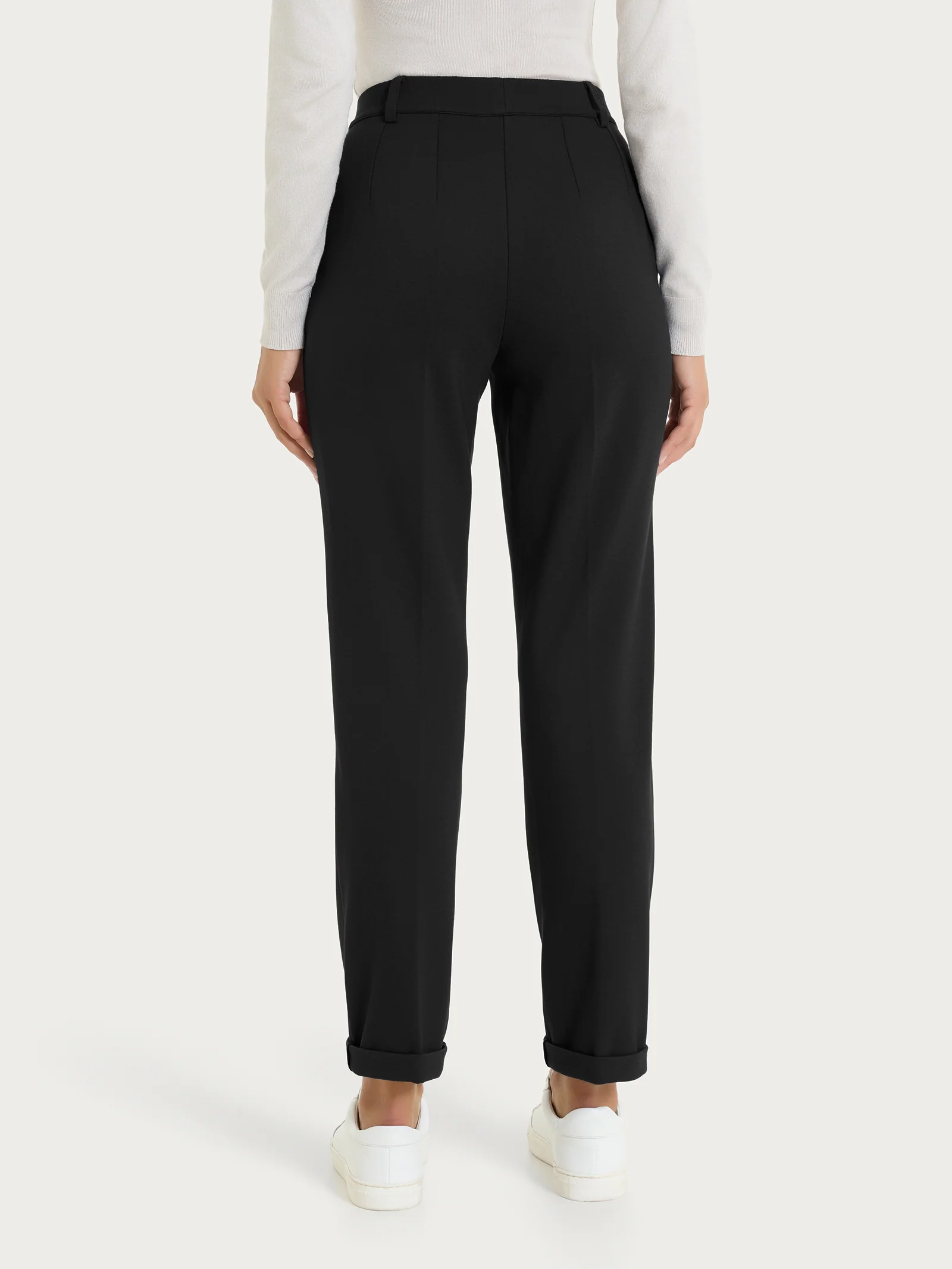Pantalone dritto con tasche in Cashmere Compact - Nero - Image 4