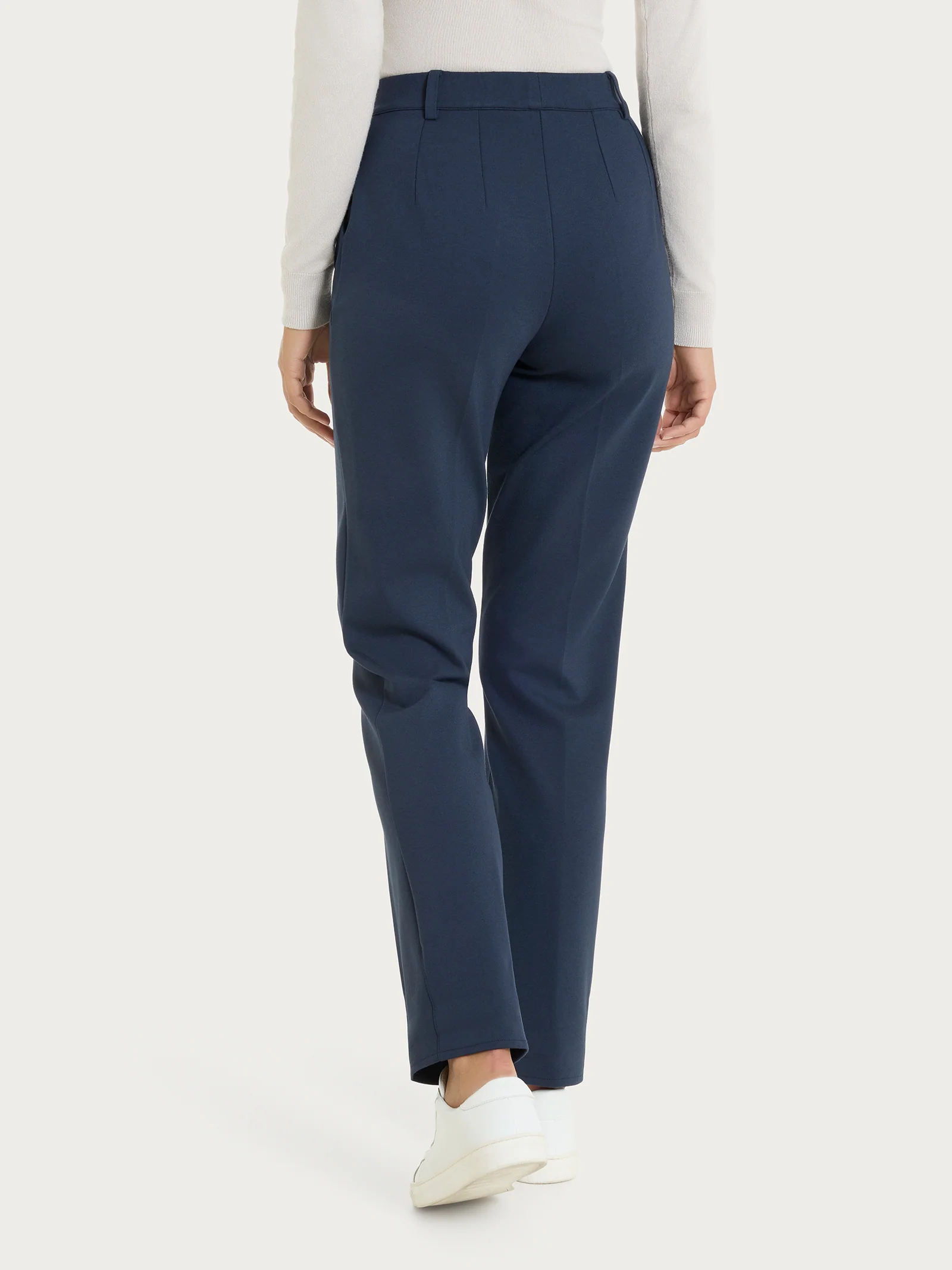 Pantalone dritto con tasche in Cashmere Compact - Bleu - Image 3